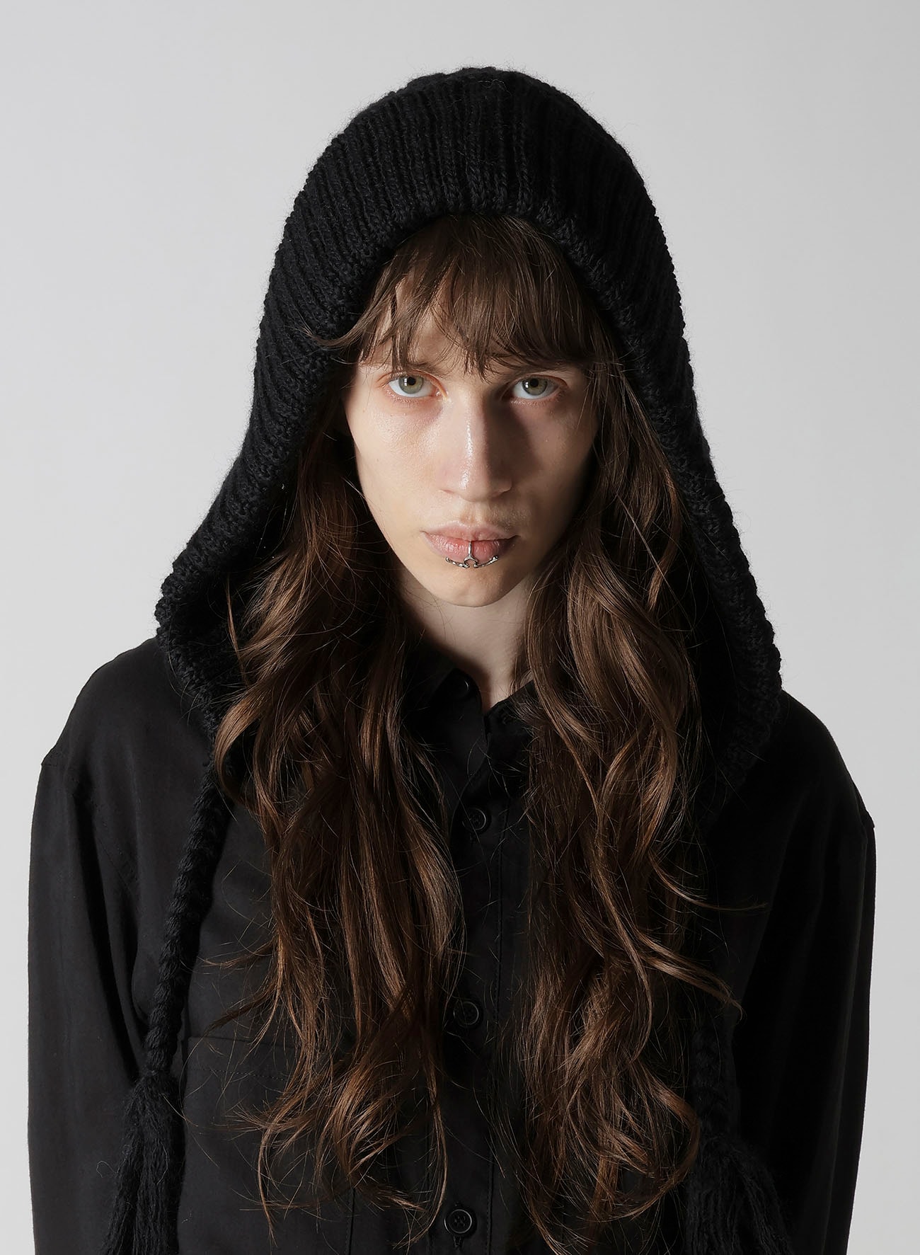 WOOL SLUB ARAN HOODIE