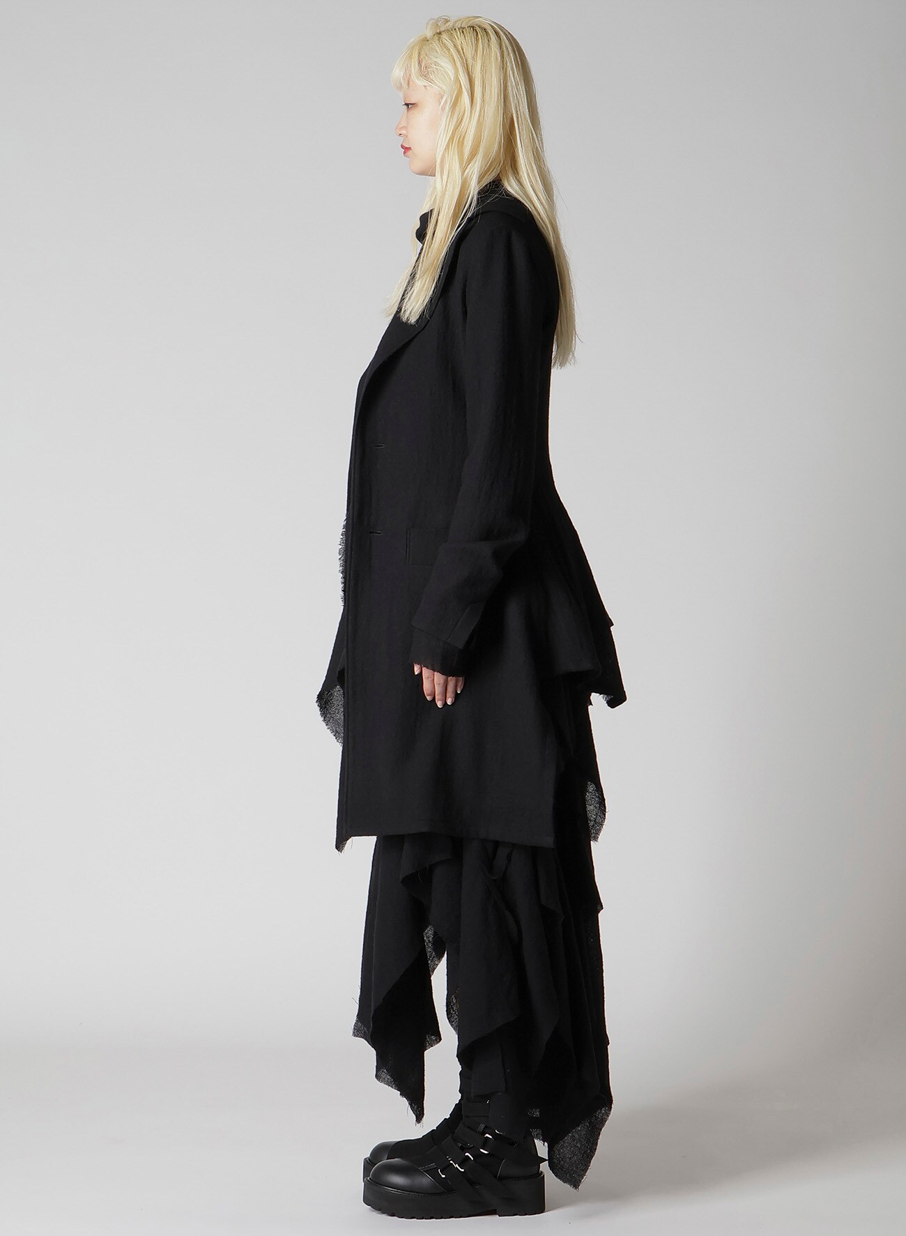 WOOL GAUZE FRILLED JACKET S Black LIMI Feu THE SHOP YOHJI YAMAMOTO