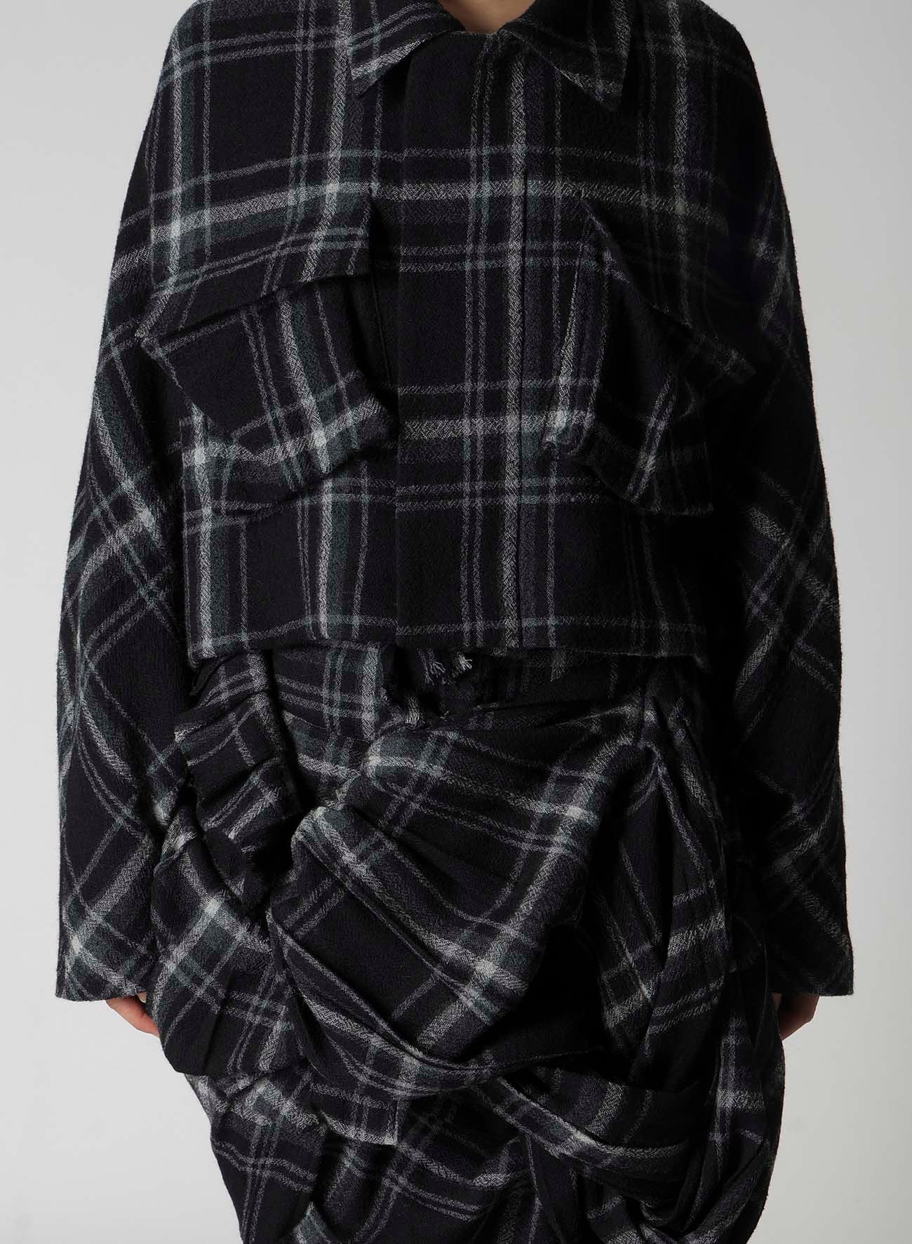 PLAID PATTERN FLAP POCKET JACKET