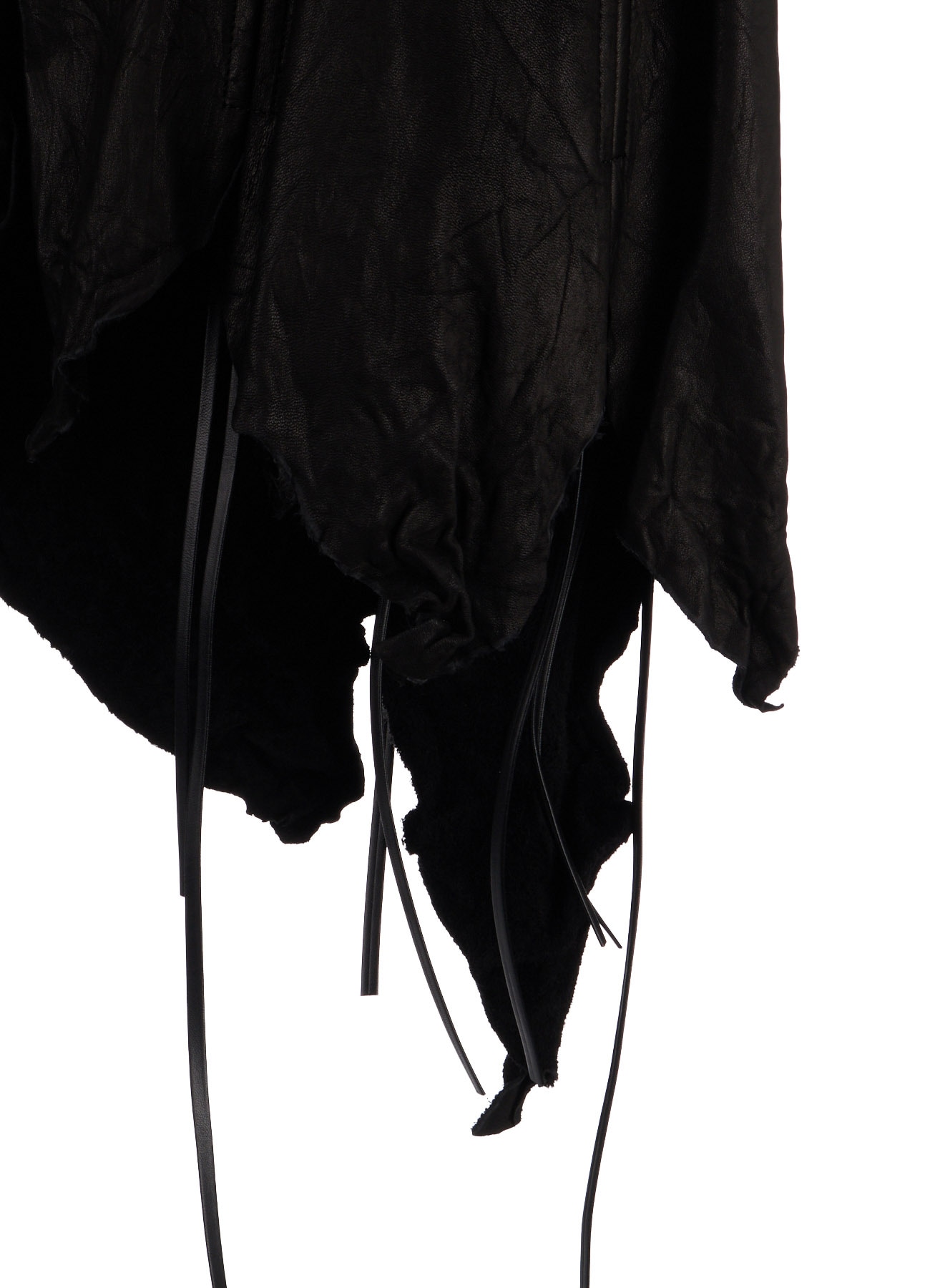 TIED WRINKLE LEATHER BUSTIER WITH SLEEVES