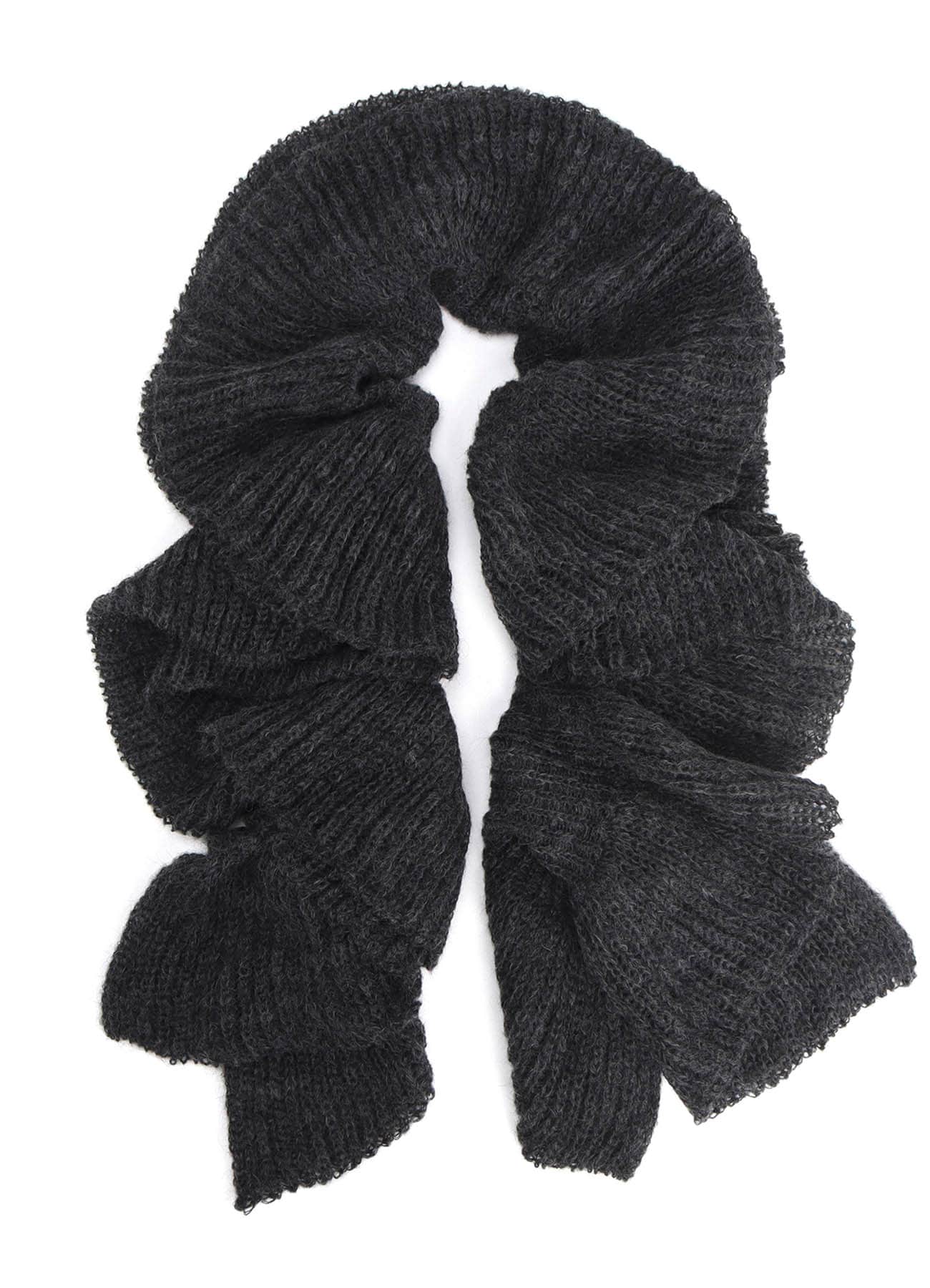 LOOSE TENTION RIB FLUFFY FRILLED SCARF