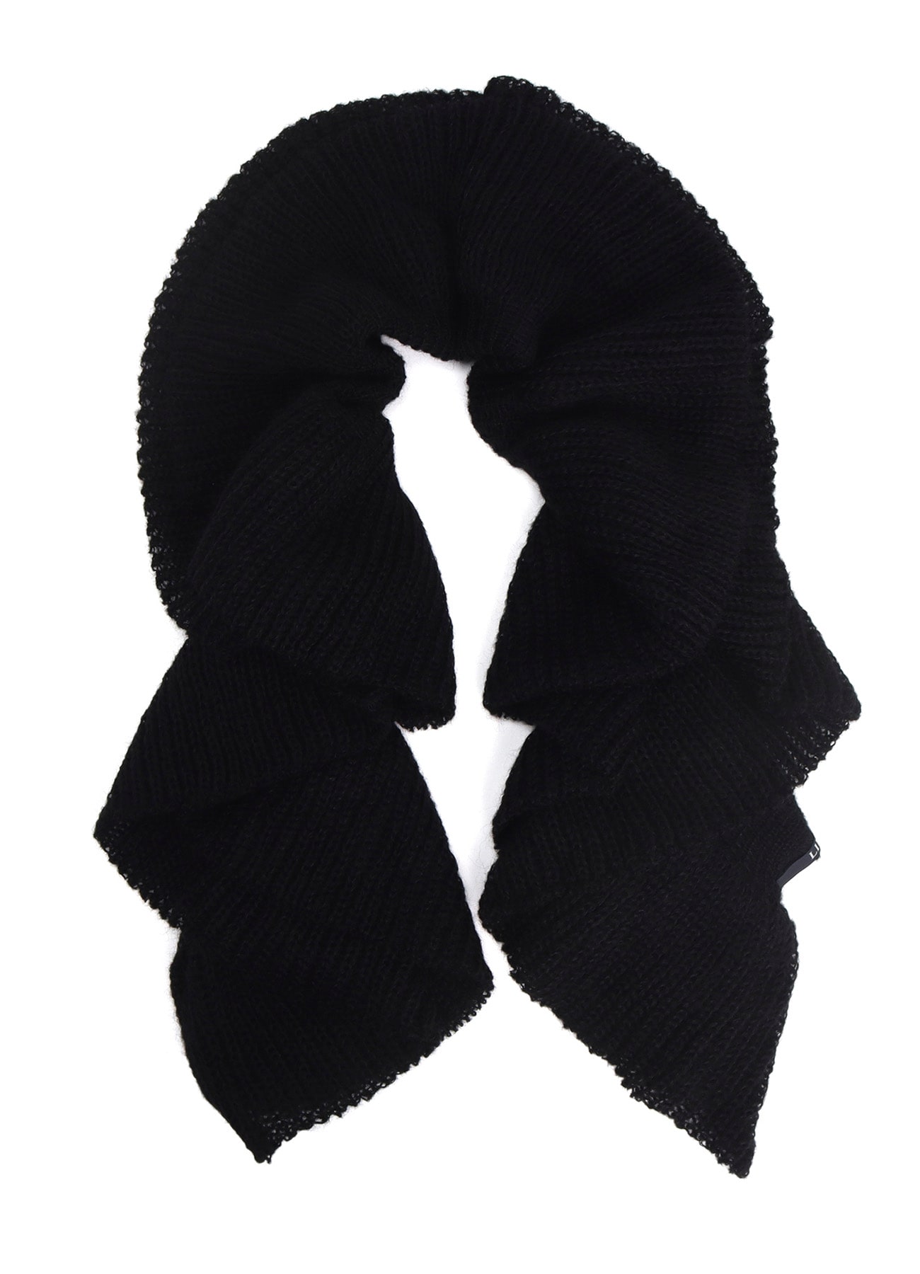 LOOSE TENTION RIB FLUFFY FRILLED SCARF