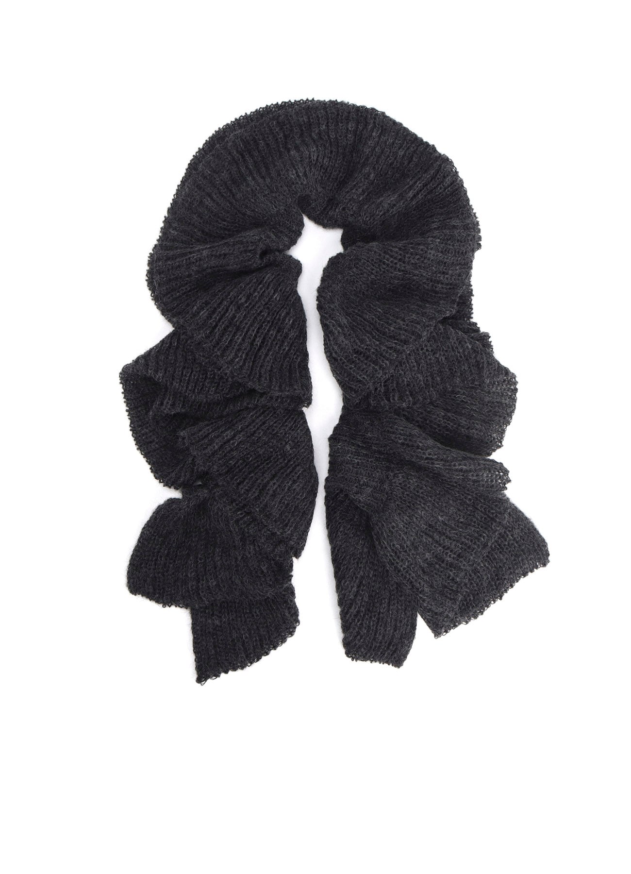 LOOSE TENTION RIB FLUFFY FRILLED SCARF