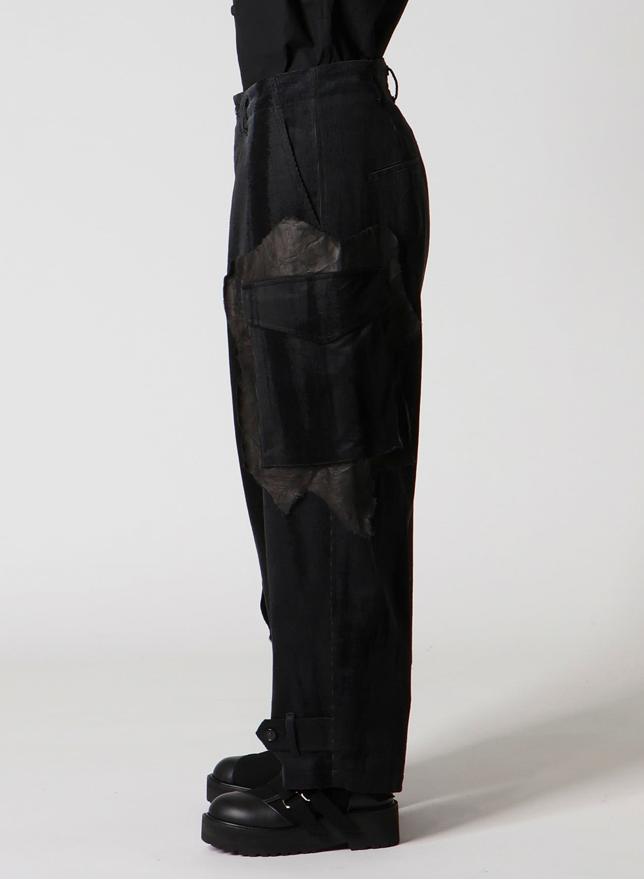 FAINT PRINTED CORDUROY TAB PANTS