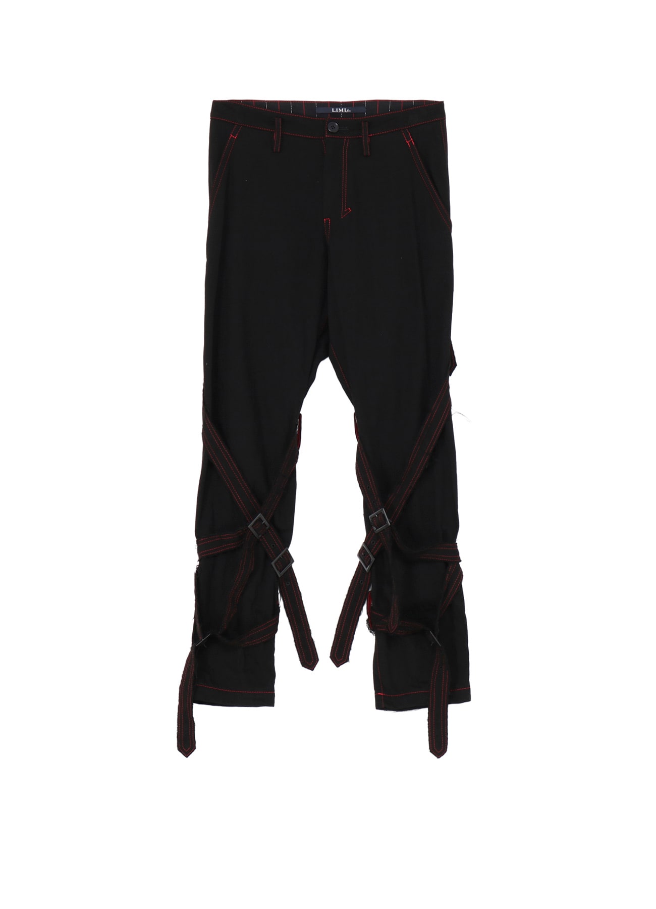 BLACK DENIM BELTED PANTS