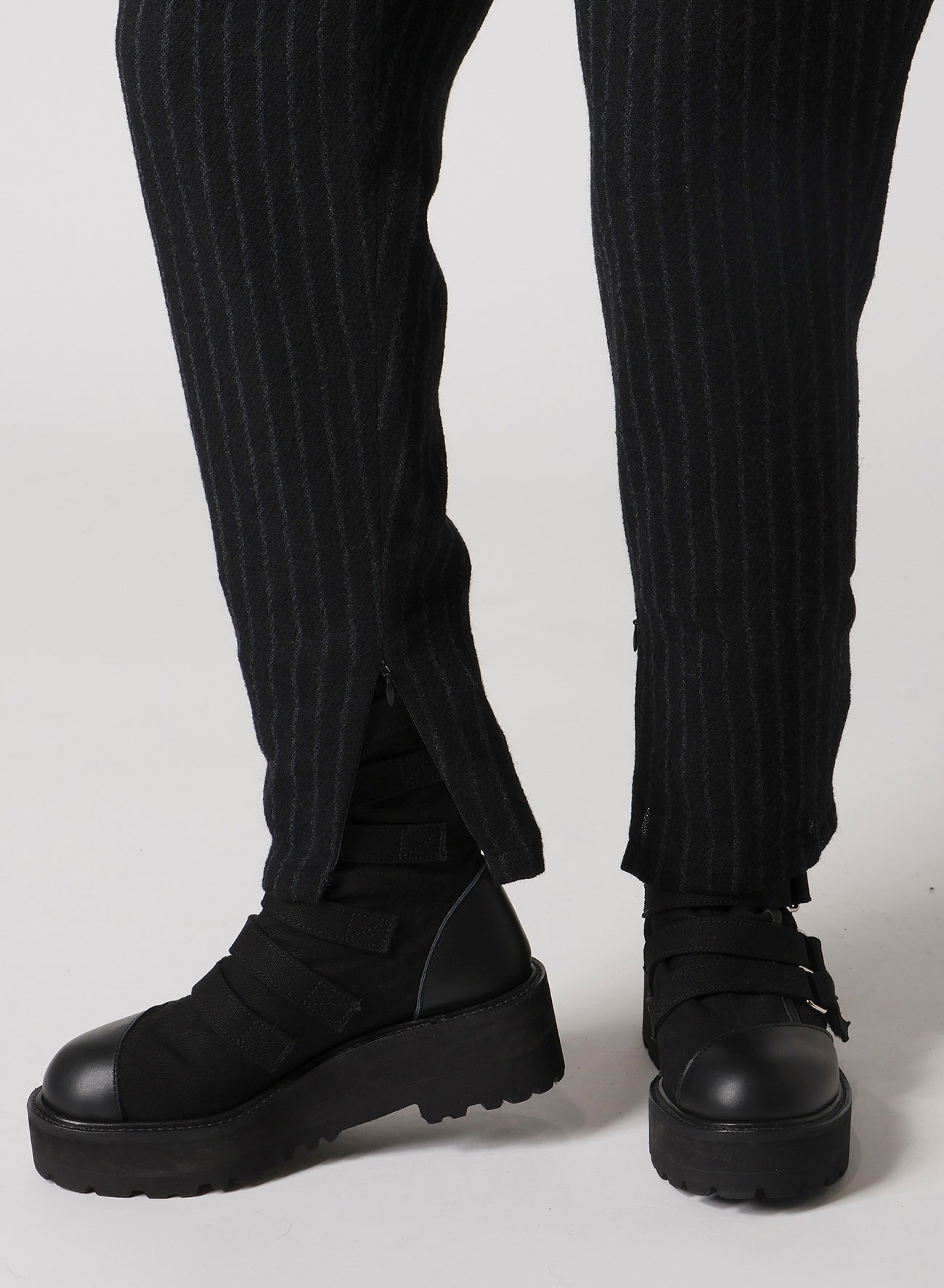 STRIPE GAUZE TUCK SLIM PNATS
