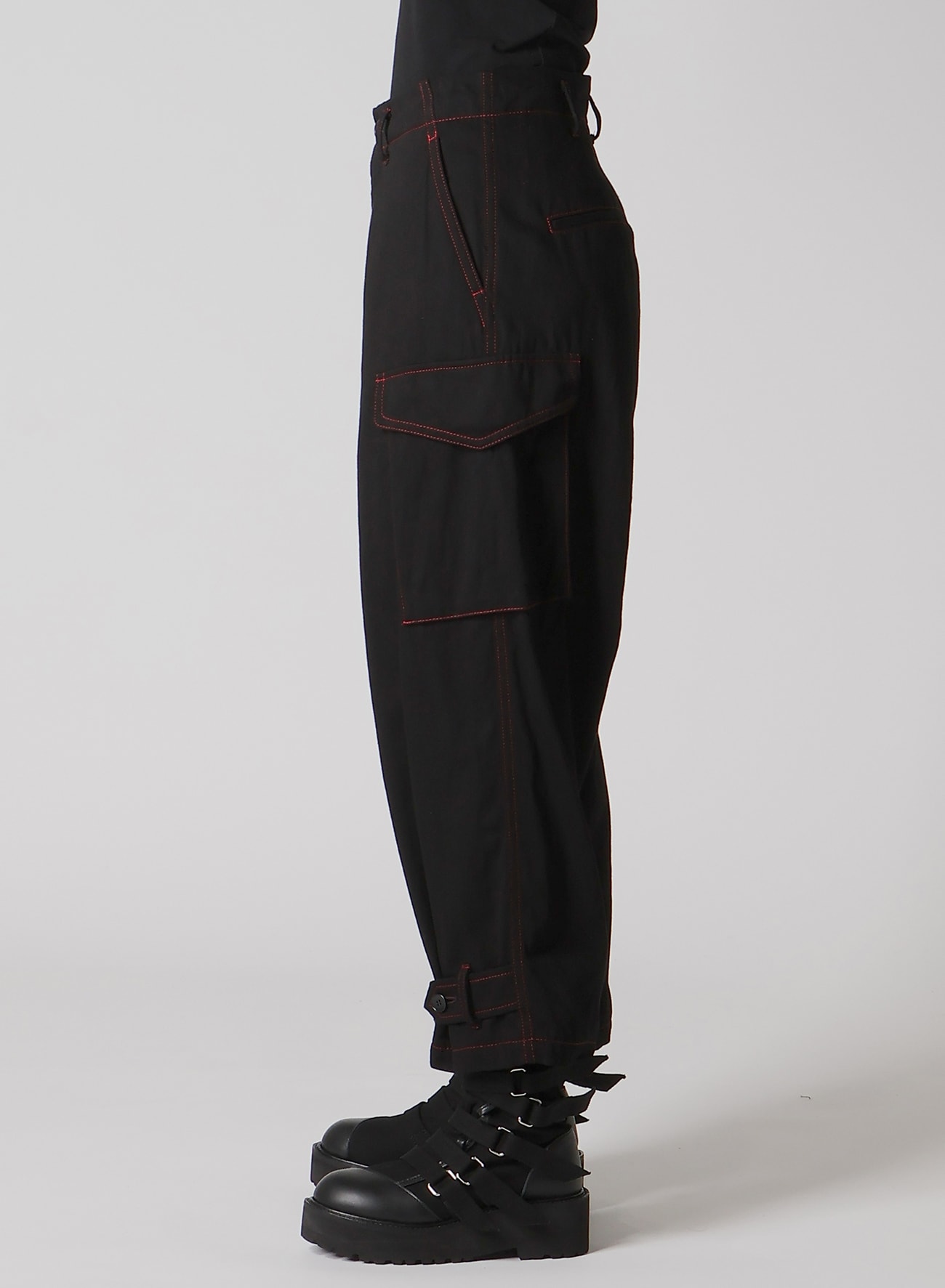 BLACK DENIM TAB PANTS