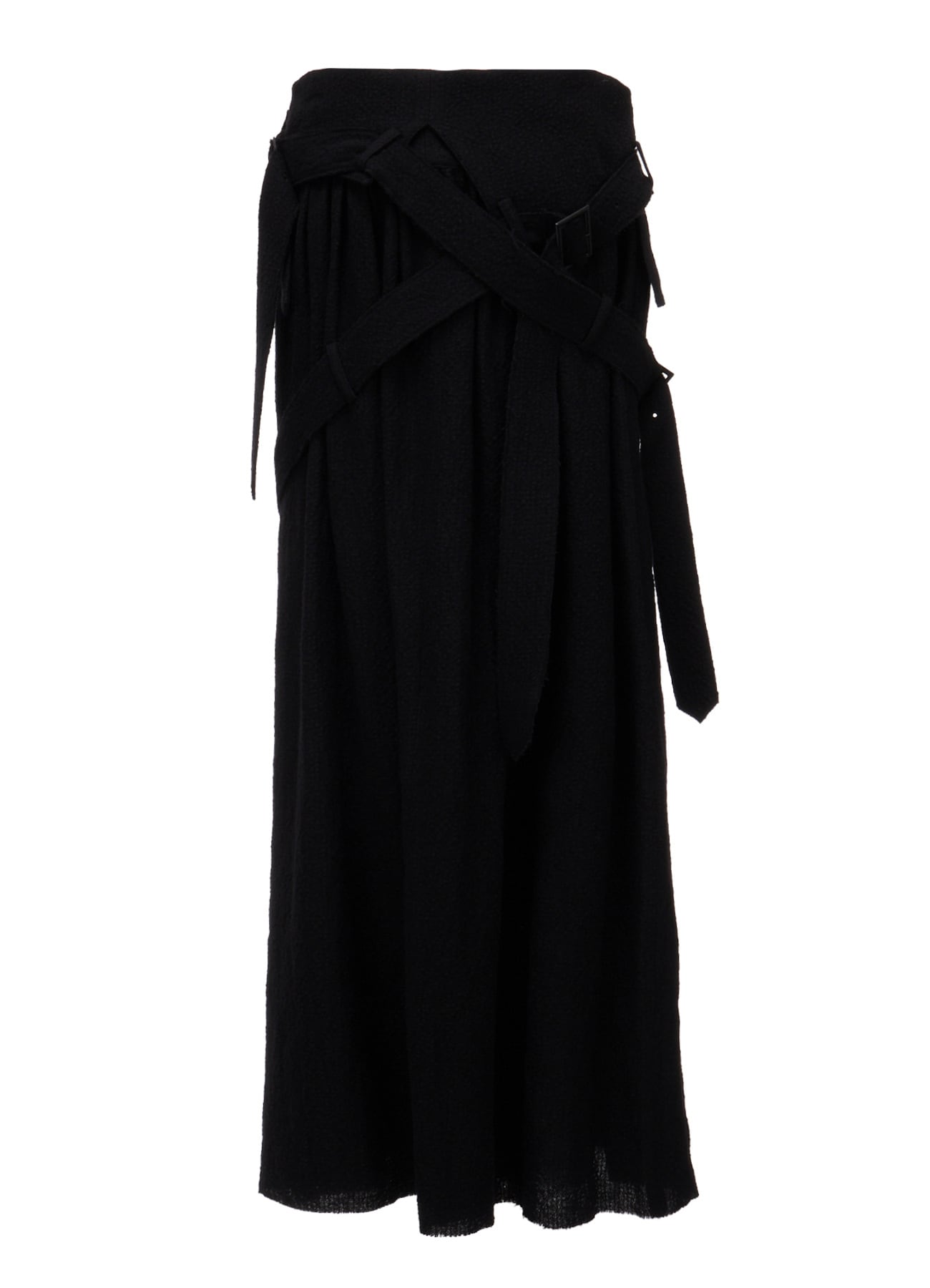 HARD SHRINKED GAUZE BELTED SKIRT