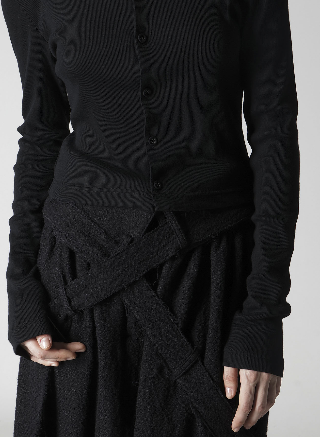 COTTON RAYON RIB SLIT CARDIGAN