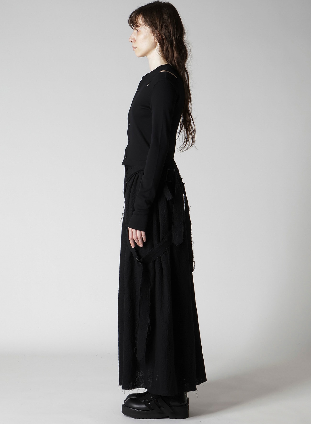 COTTON RAYON RIB SLIT CARDIGAN