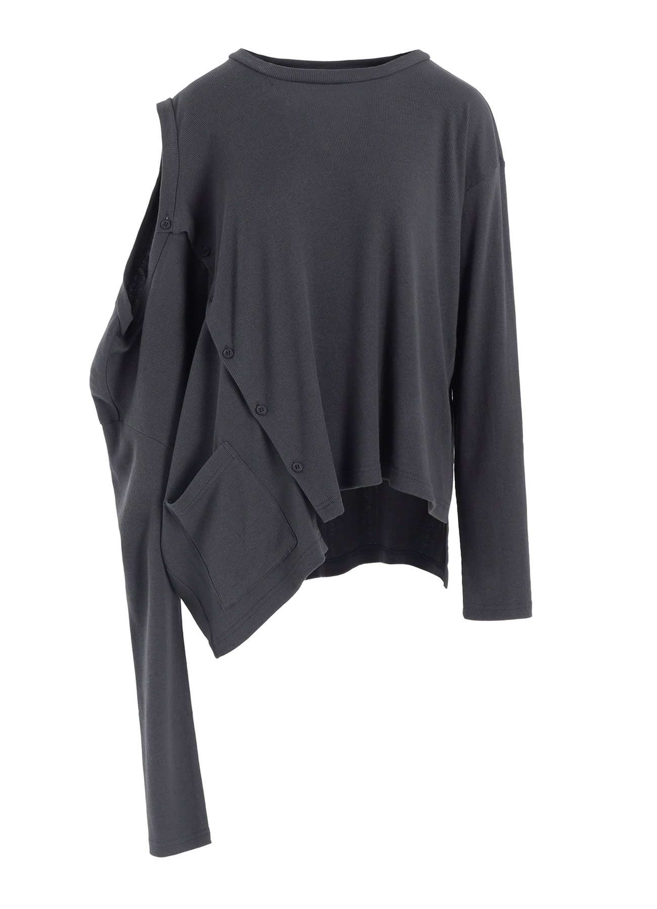COTTON RAYON RIB 2WAY LONG SLEEVE T CARDIGAN