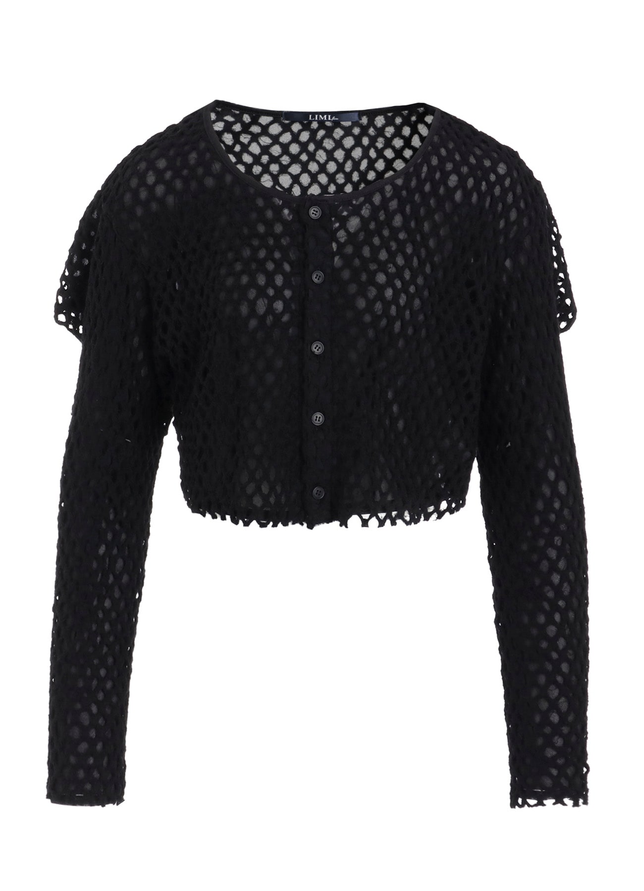 HOLE JACQUARD + CHIFFON PUFF CARDIGAN