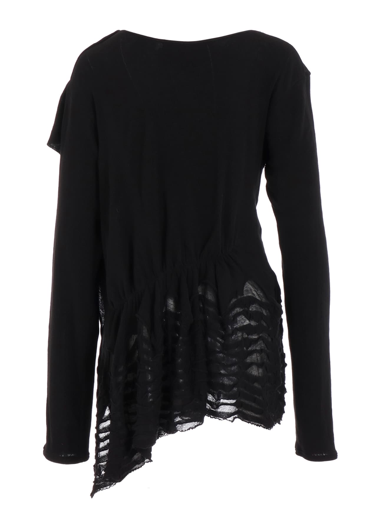 FRILLED JACQUARD GATHER ASYMMETRY T-SHIRT