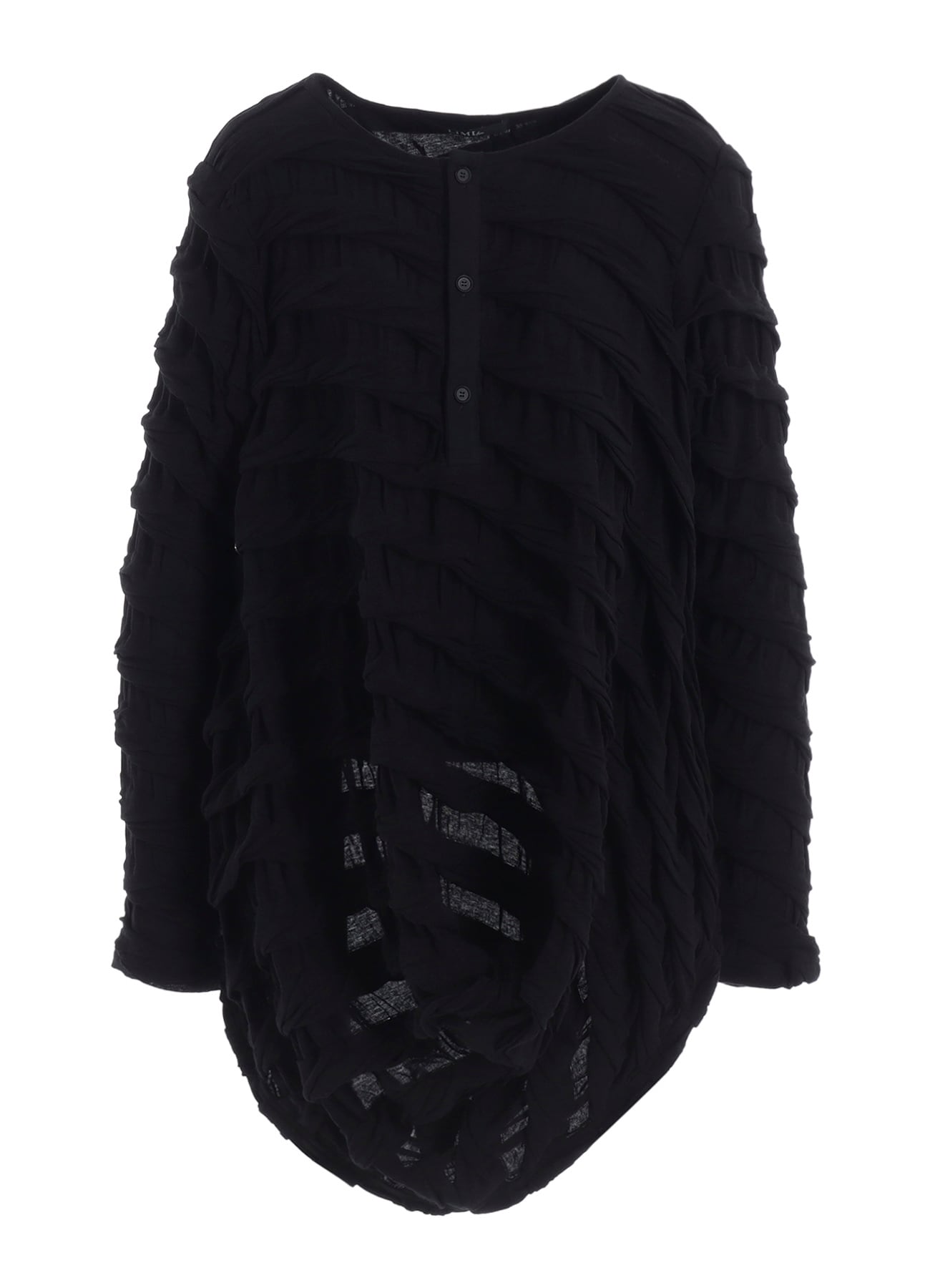 TWIST JACQUARD HEM DRAPE T-SHIRT