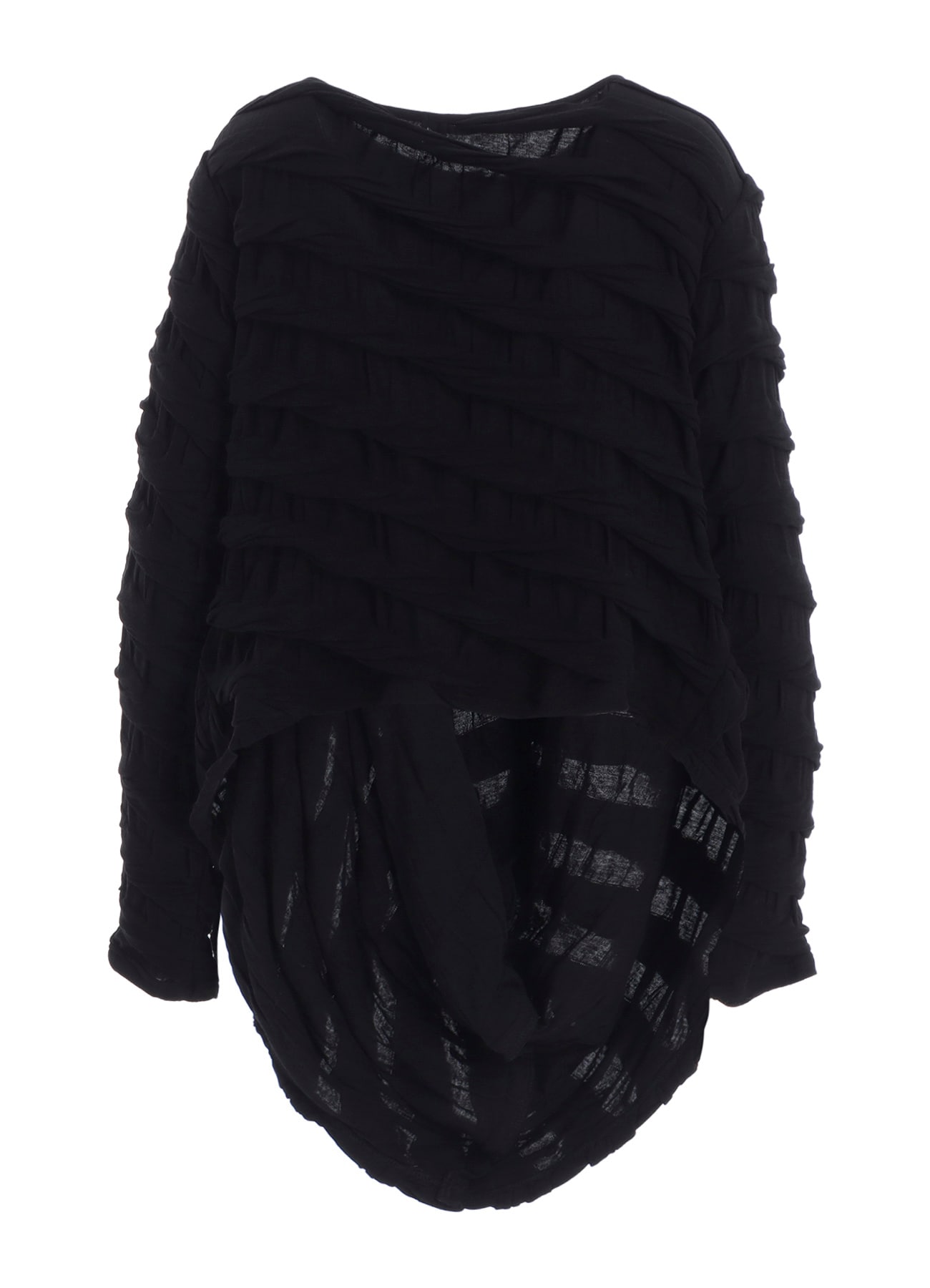 TWIST JACQUARD HEM DRAPE T-SHIRT