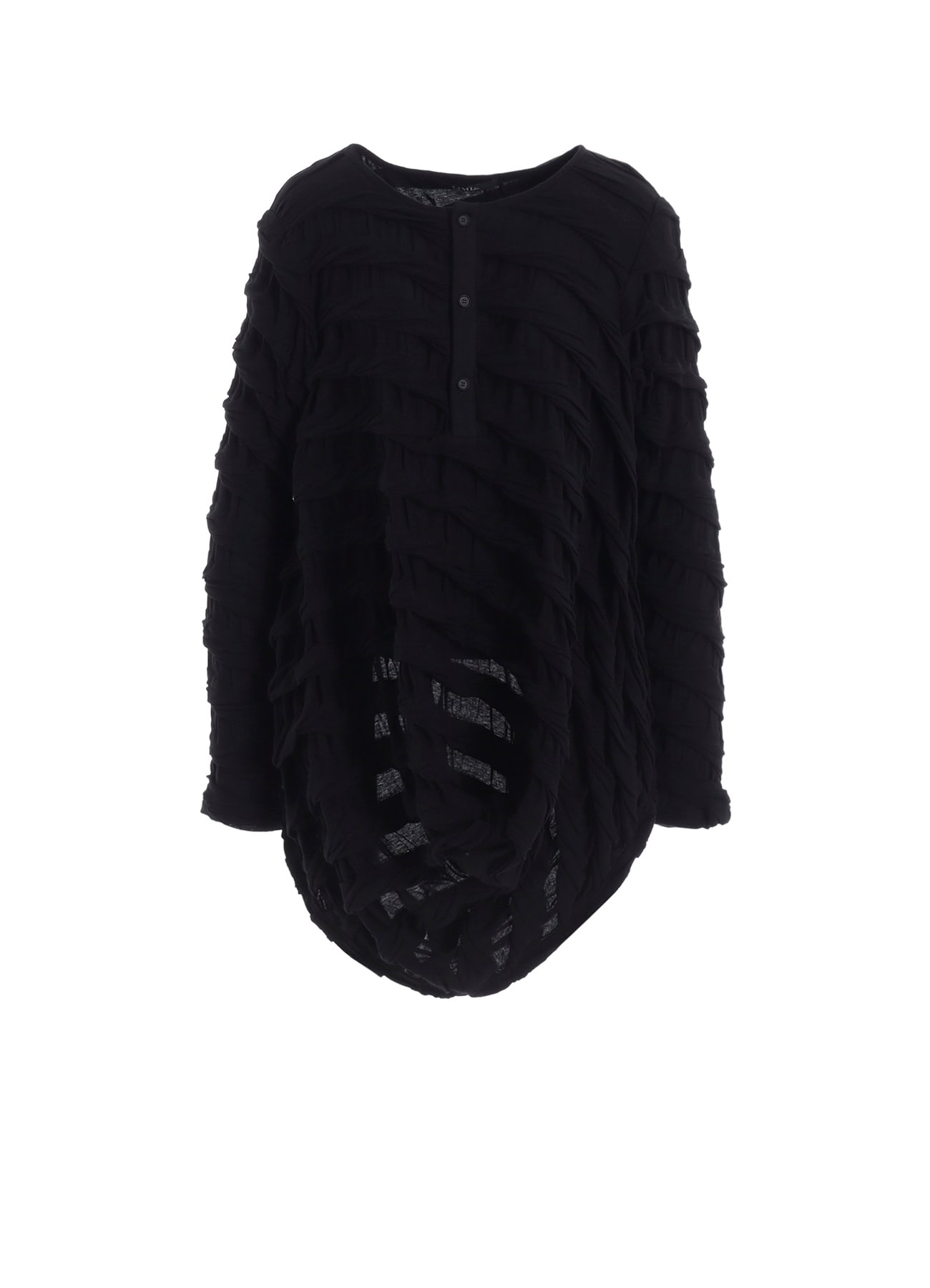 TWIST JACQUARD HEM DRAPE T-SHIRT