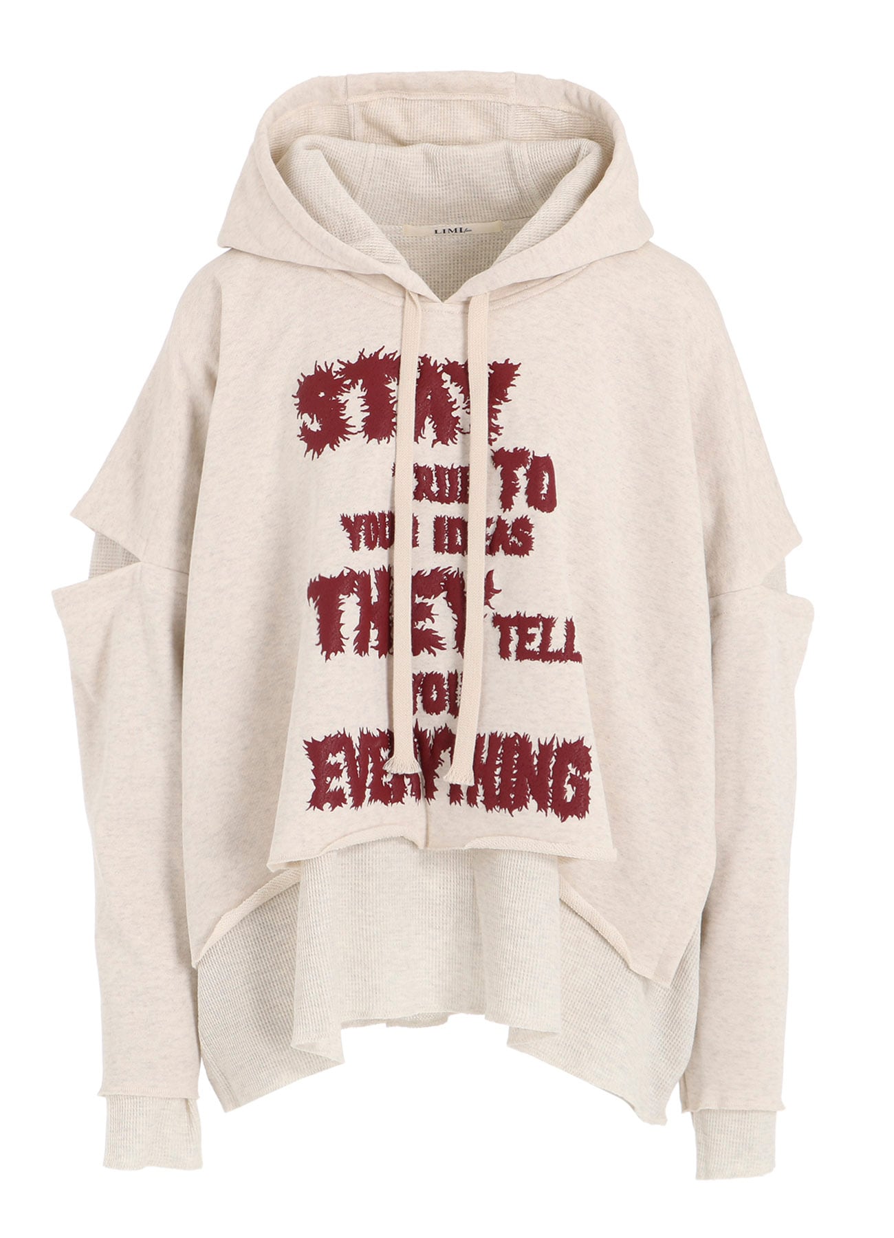 STAY TRUE PRINT LAYERED SHORT HOODIE