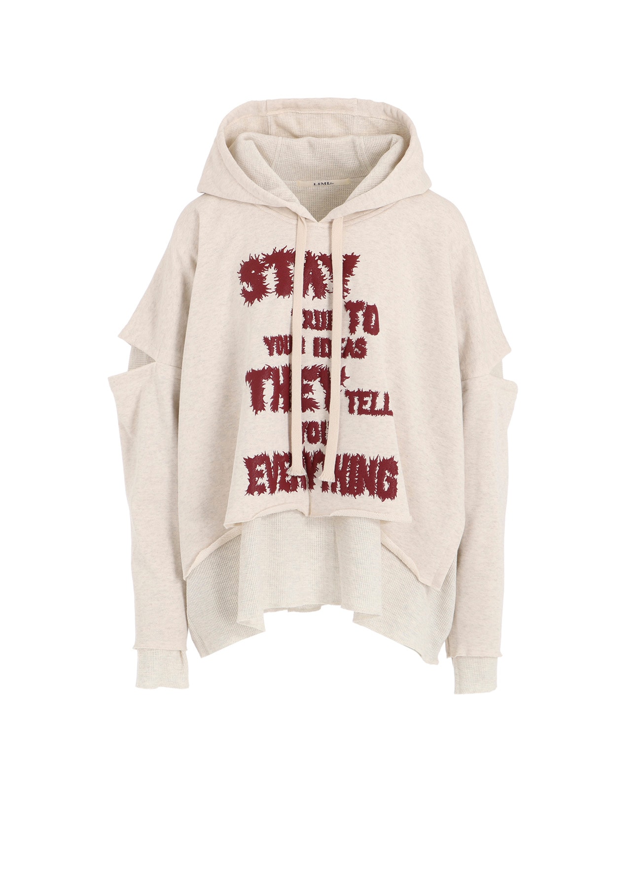 STAY TRUE PRINT LAYERED SHORT HOODIE