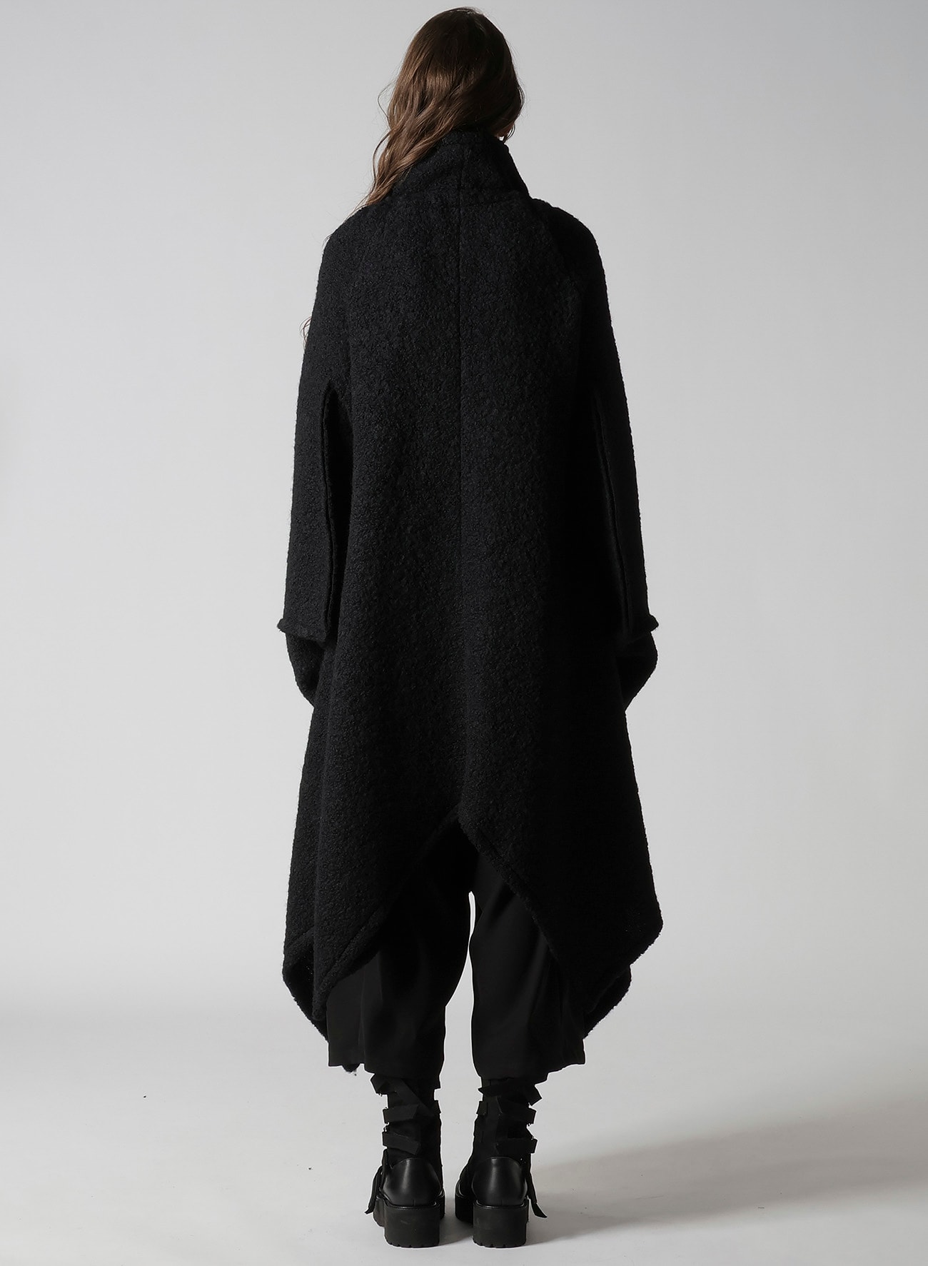 LOOP INLAY FRILLED COLLAR LONG JACKET