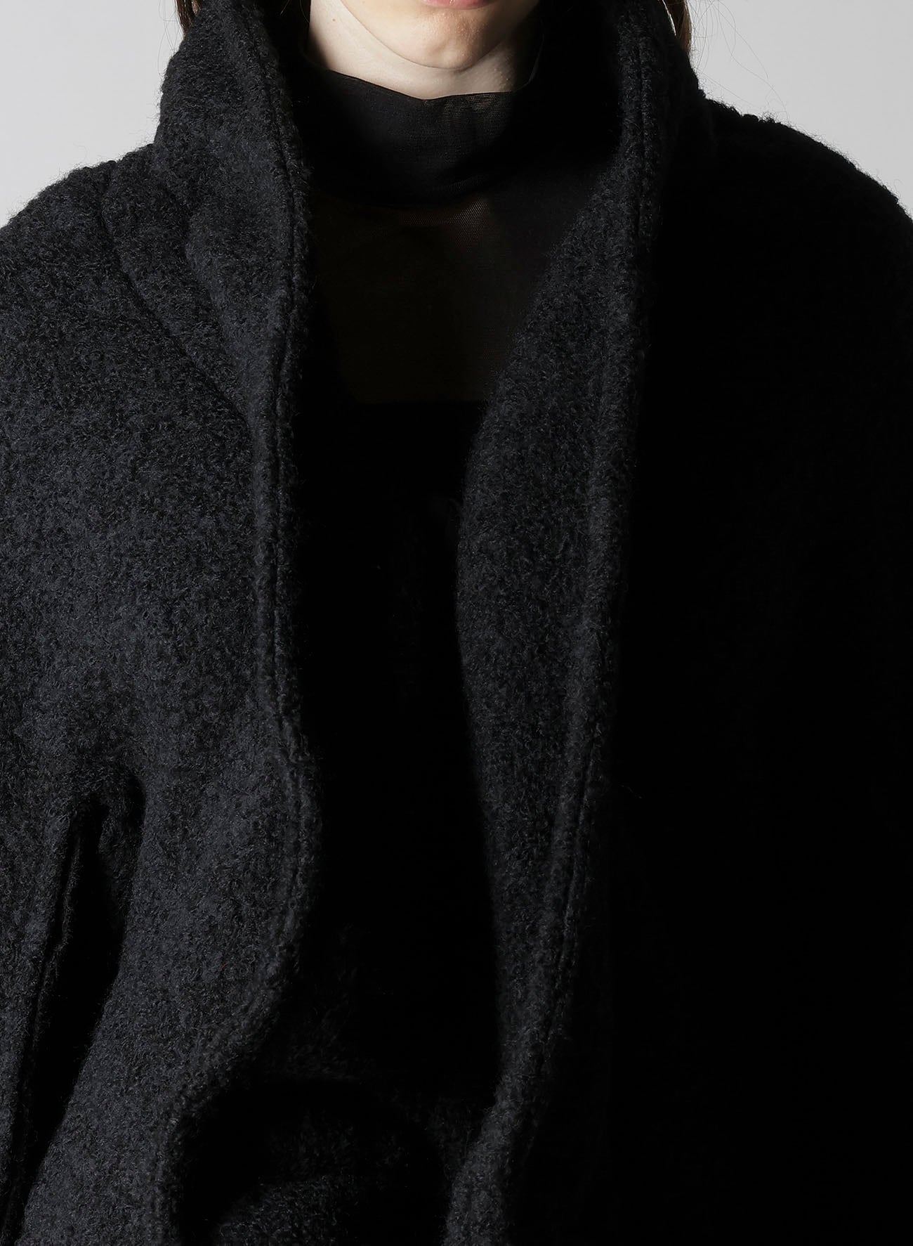 LOOP INLAY FRILLED COLLAR LONG JACKET