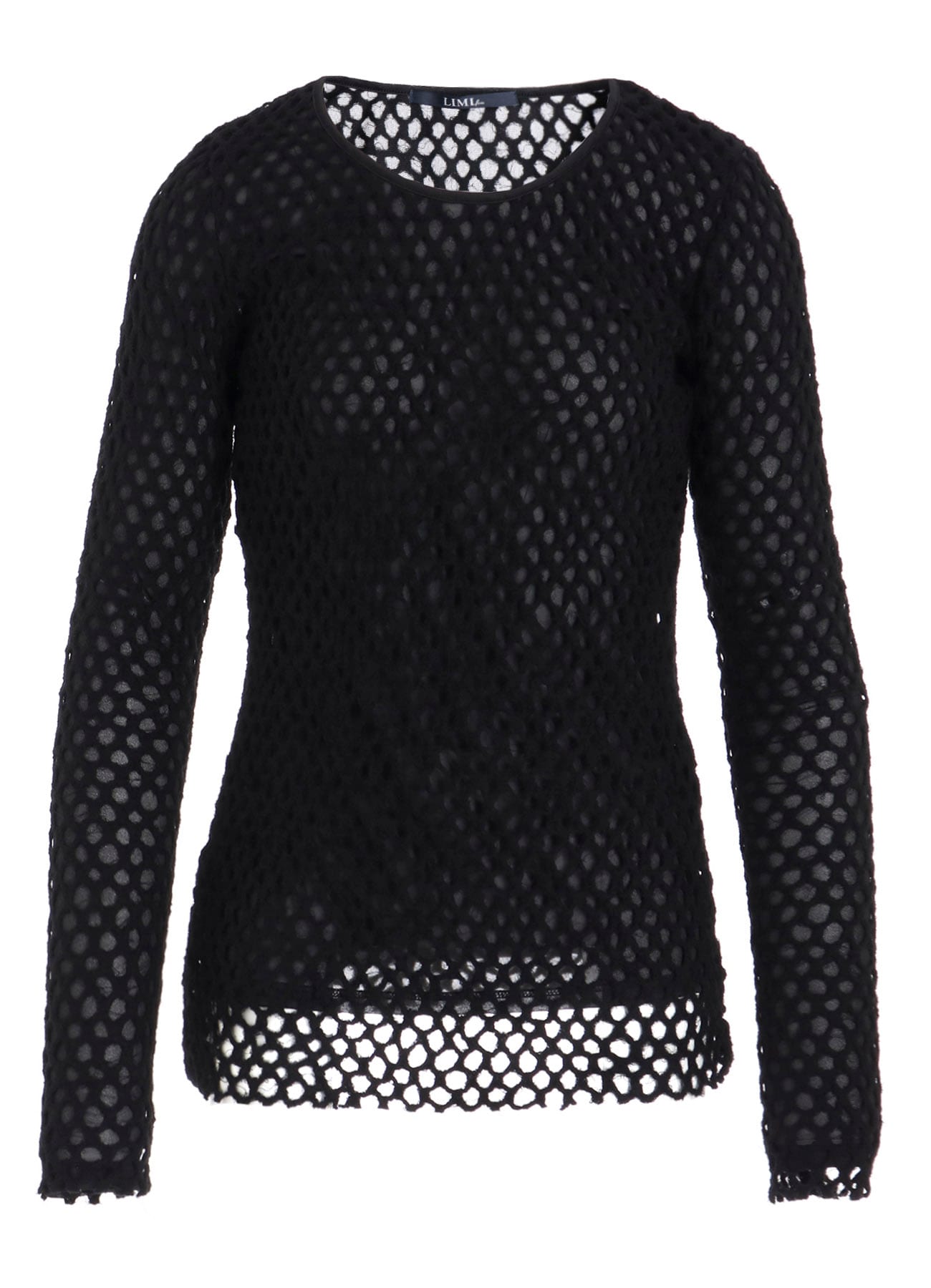 HOLE JACQUARD + CHIFFON TIGHT LONG SLEEVE T-SHIRT