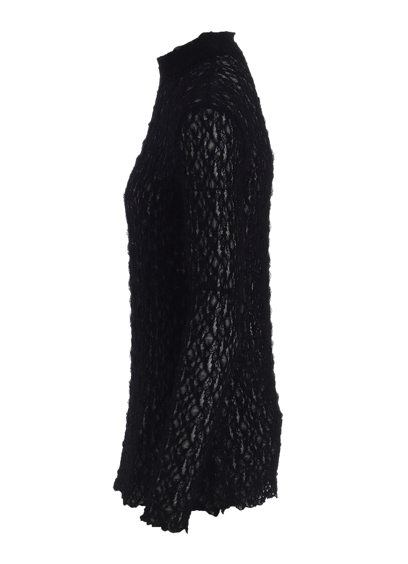 FLOWER SHIRRING HIGH NECK PULLOVER
