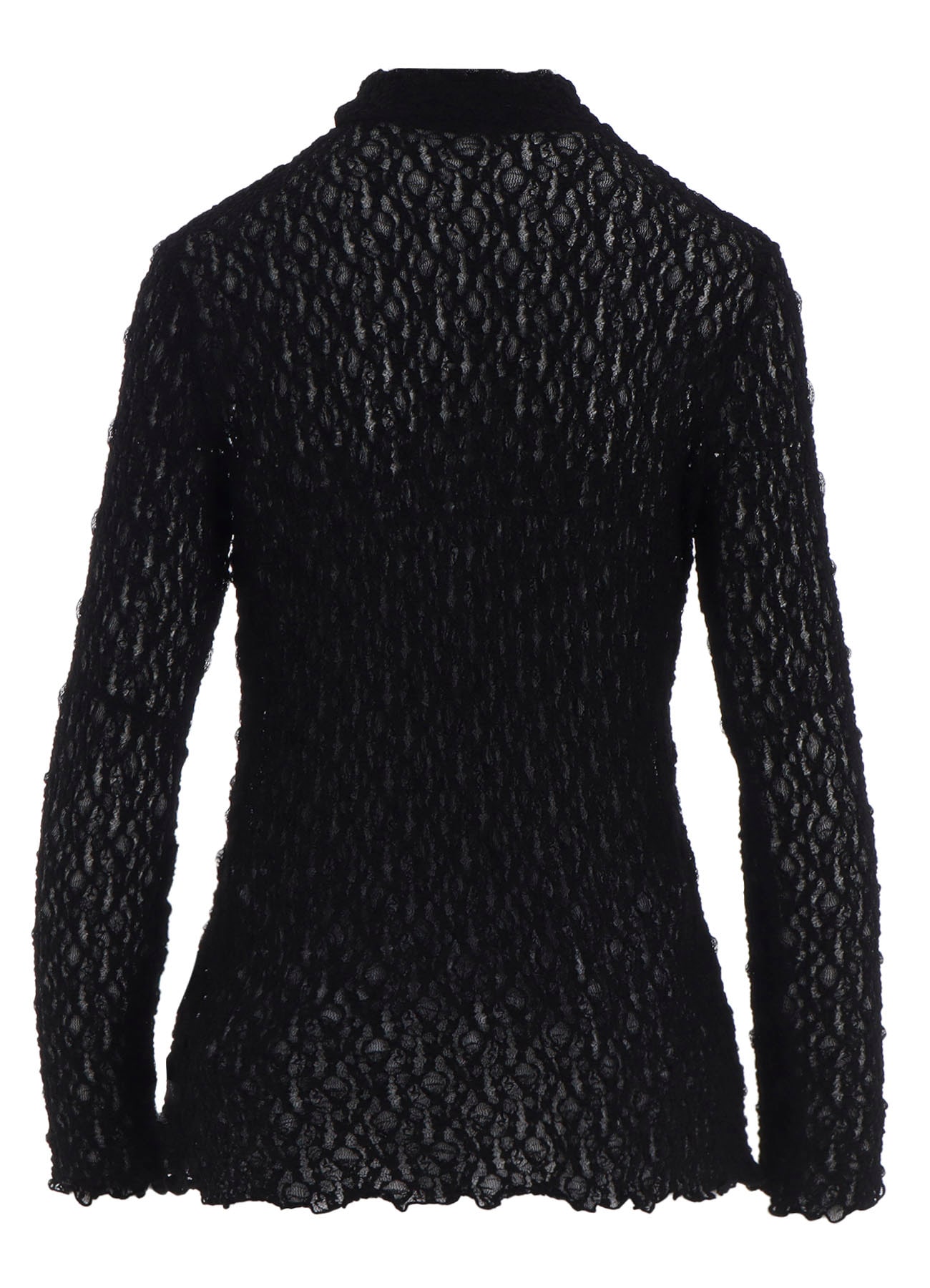 FLOWER SHIRRING HIGH NECK PULLOVER