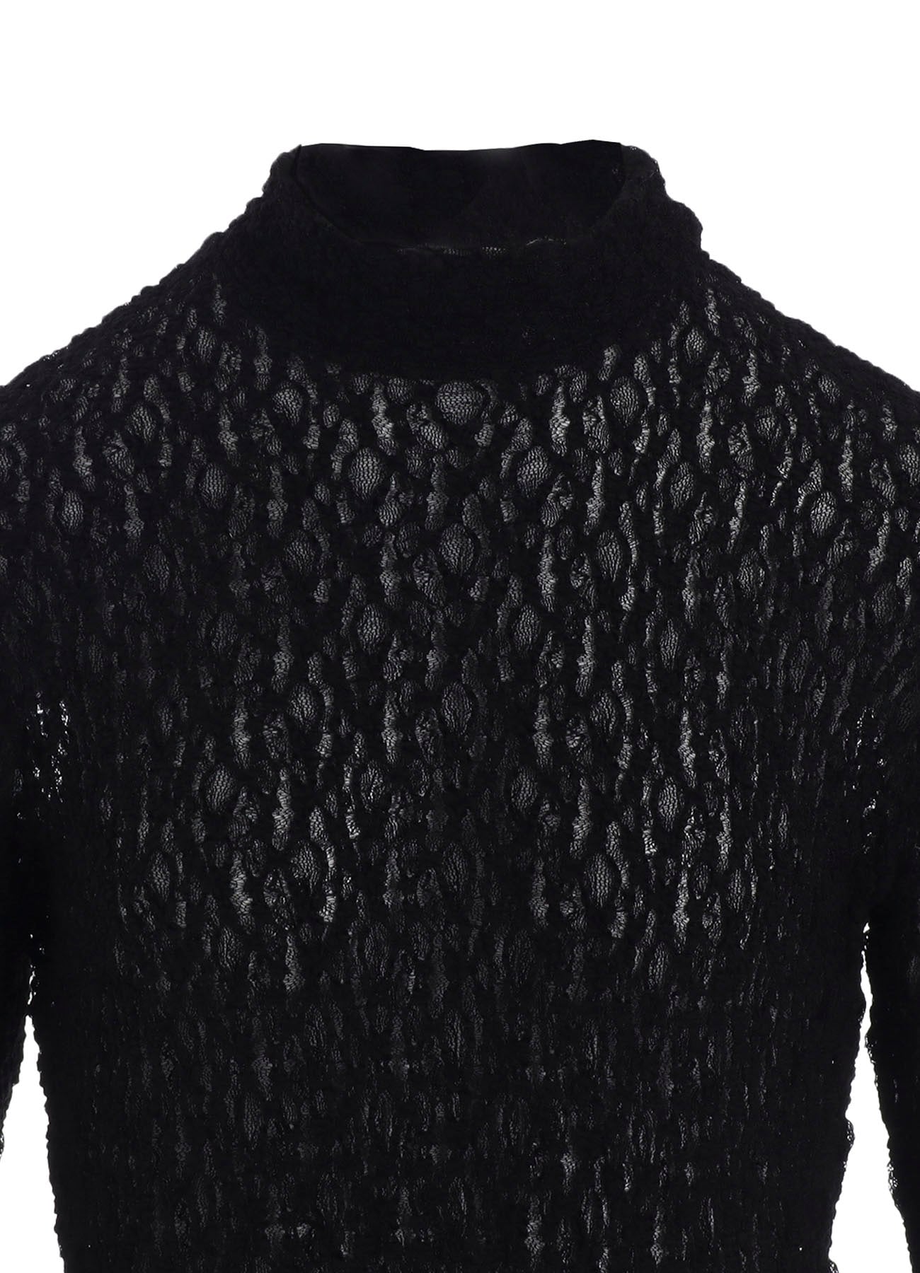 FLOWER SHIRRING HIGH NECK PULLOVER