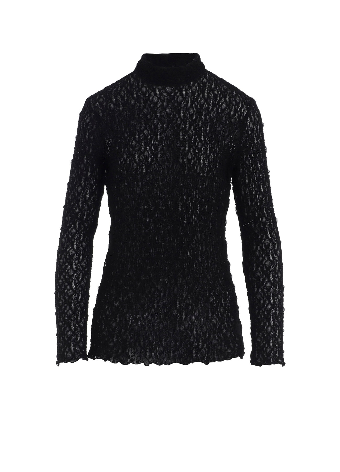 FLOWER SHIRRING HIGH NECK PULLOVER