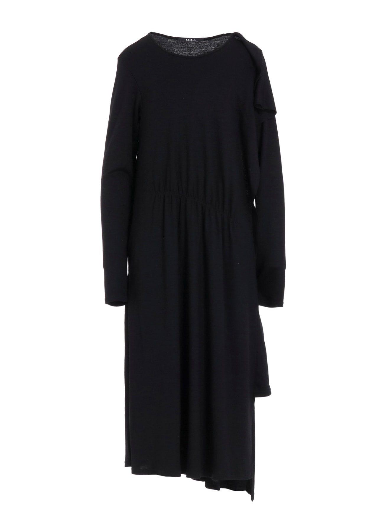 WOOL SMOOTH GATHER ASYMMETRY DRESS