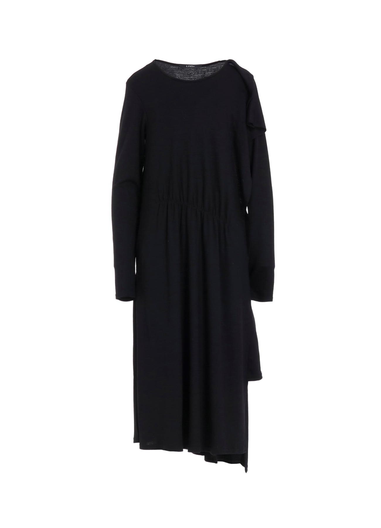 WOOL SMOOTH GATHER ASYMMETRY DRESS
