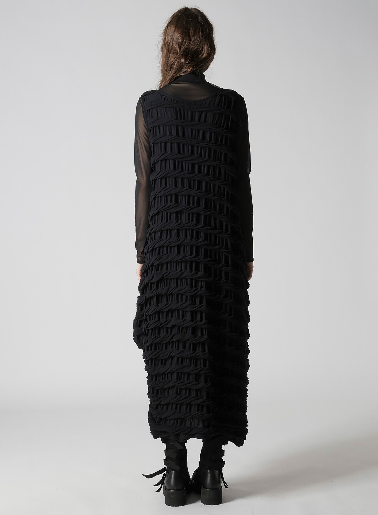 TWIST JACQUARD POCKET TUCK DRESS