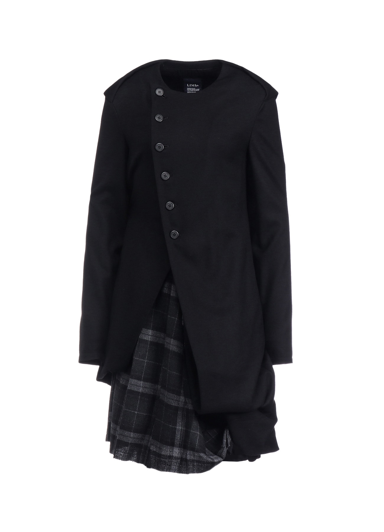 SERGE + PLAID COMBI SAILOR COLLAR DRESS