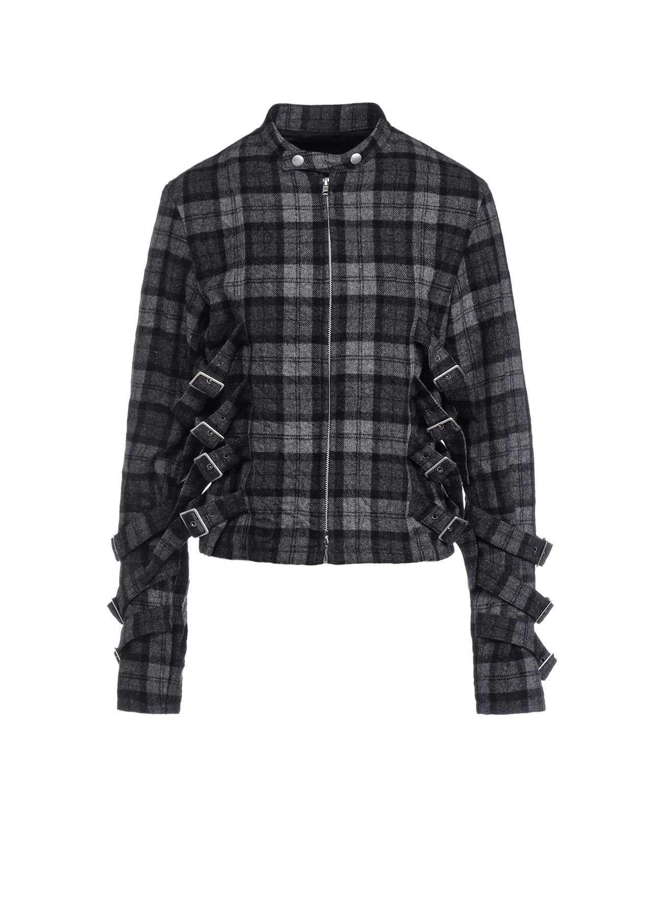 PLAID FLANNEL BELT DETAIL JACKET