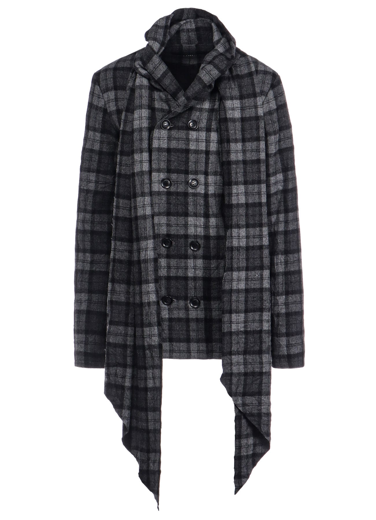 PLAID FLANNEL STOLE DETAIL JACKET