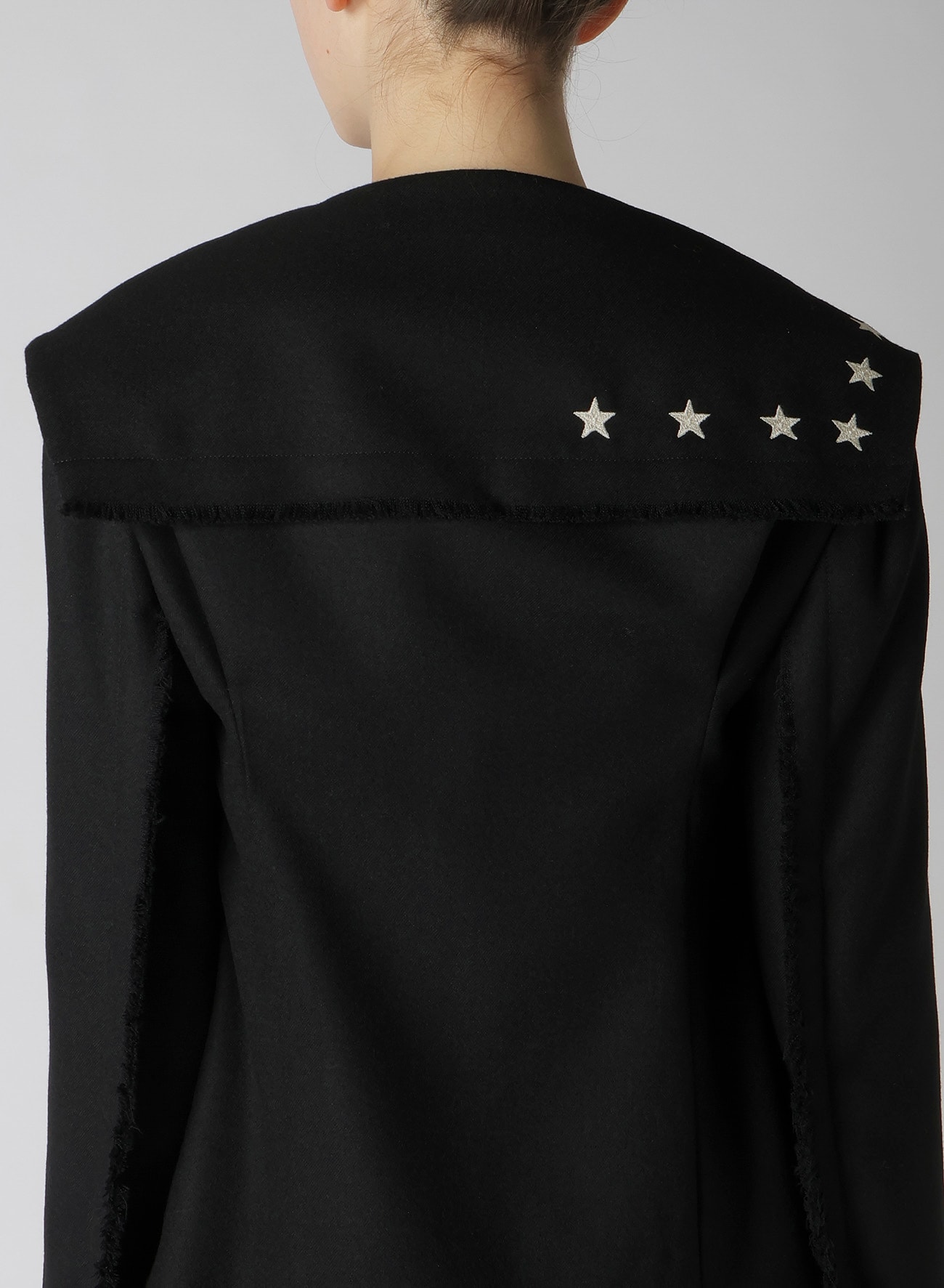 EMBROIDERY SERGE SAILOR COLLAR JACKET