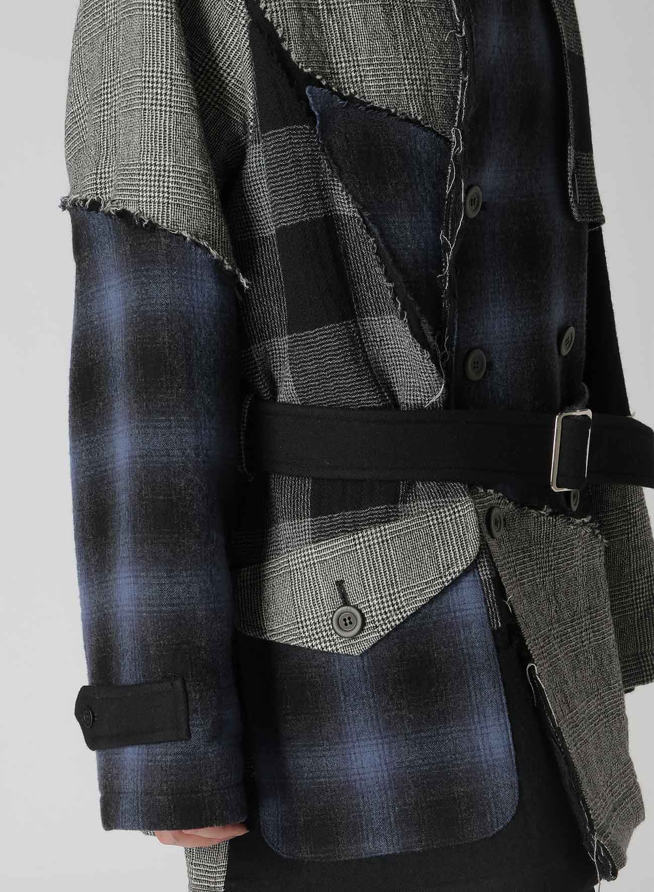 MULTI PLAID A TRENCH JACKET