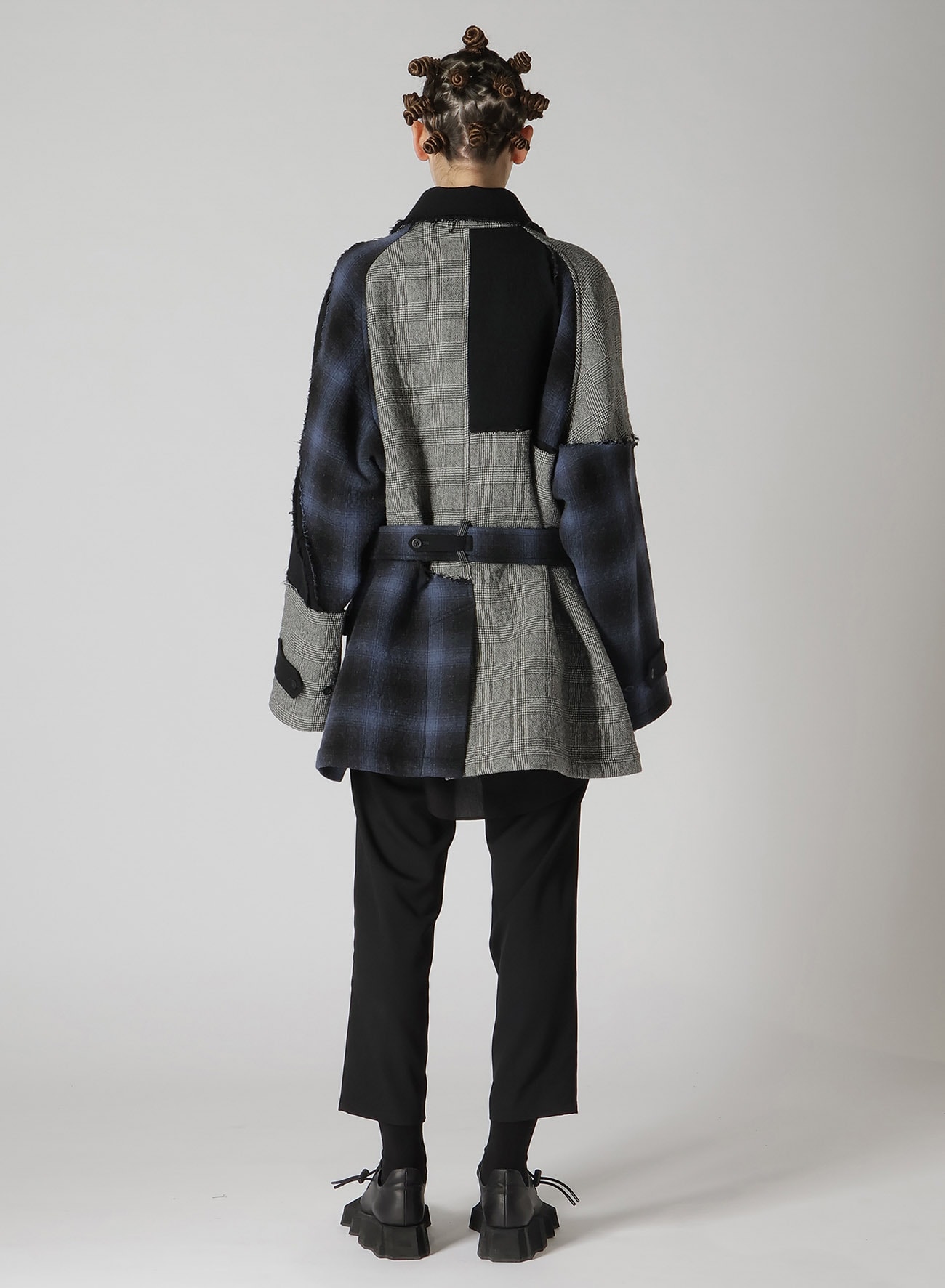 MULTI PLAID A TRENCH JACKET