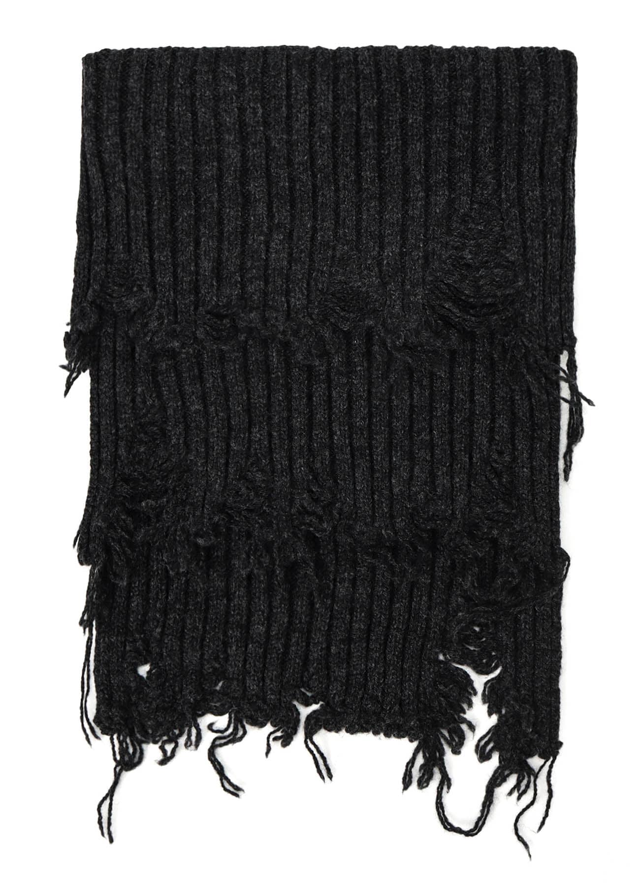 DAMAGED RIBBED KNIT SHORT NECK WARMER