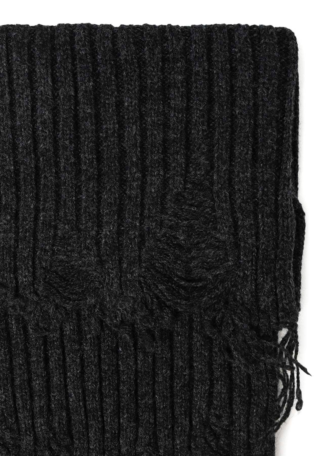 DAMAGED RIBBED KNIT SHORT NECK WARMER