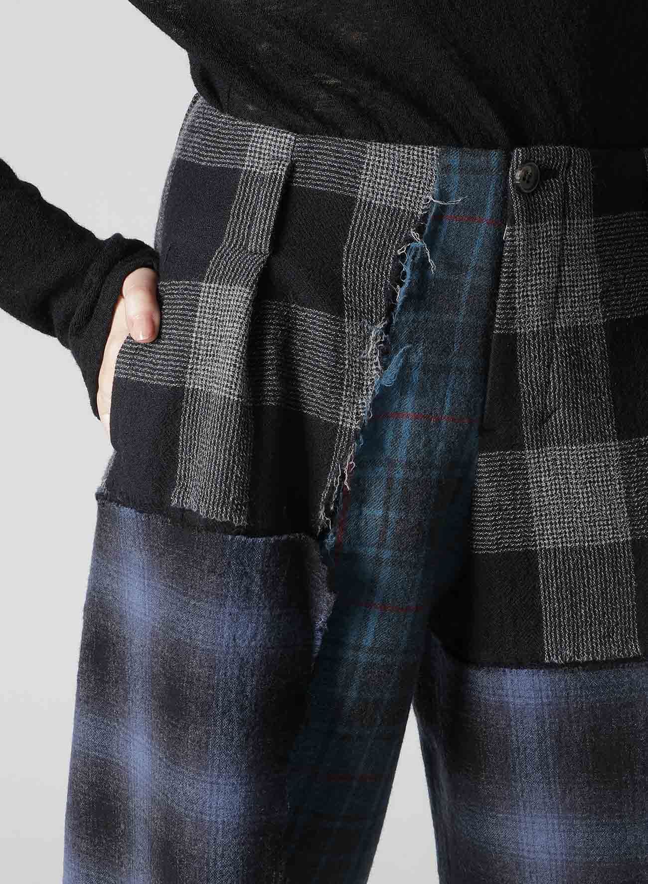 MULTI PLAID B TUCKED PANTS