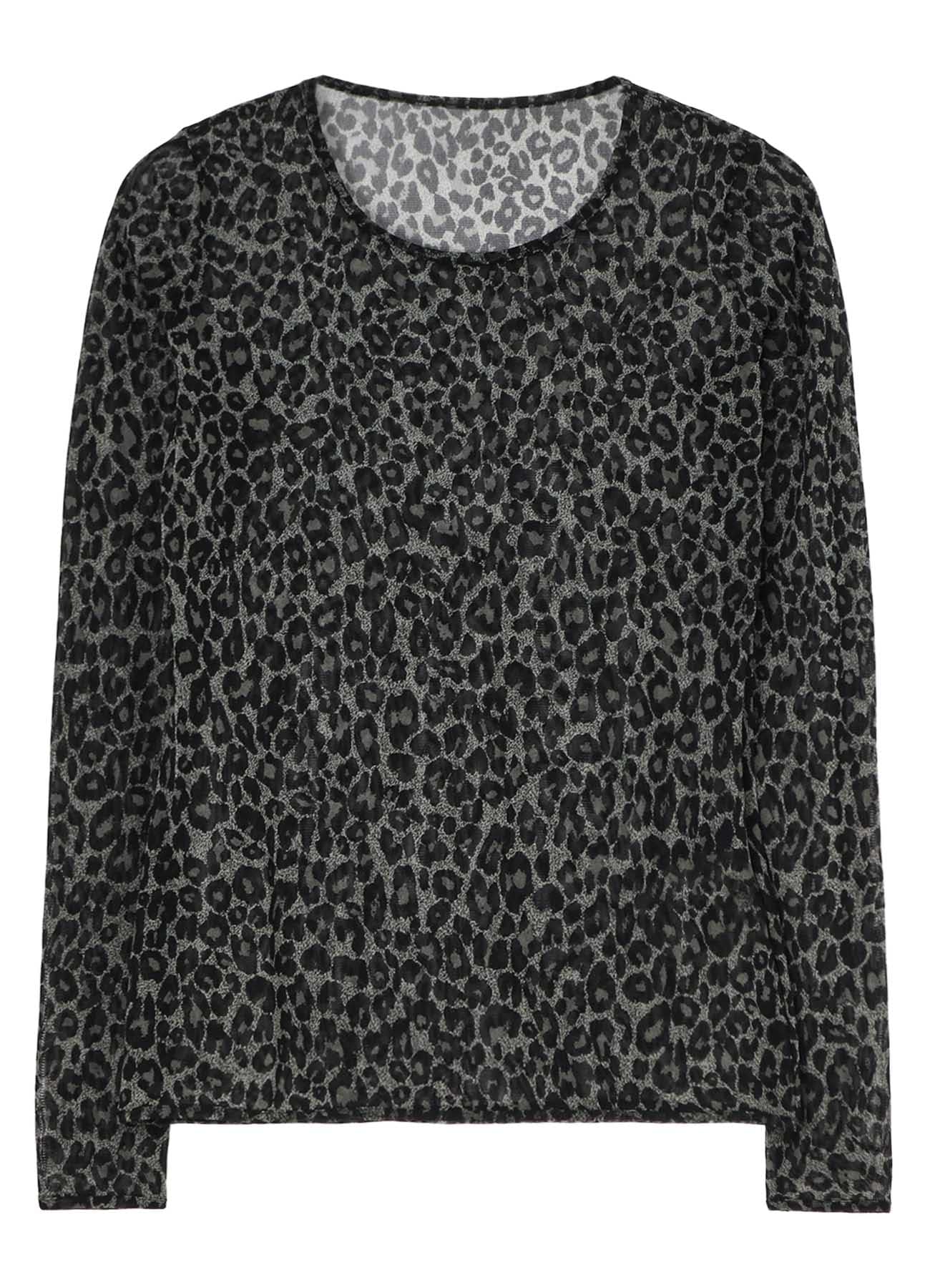 LEOPARD TULLE COMPACT LONG T-SHIRT