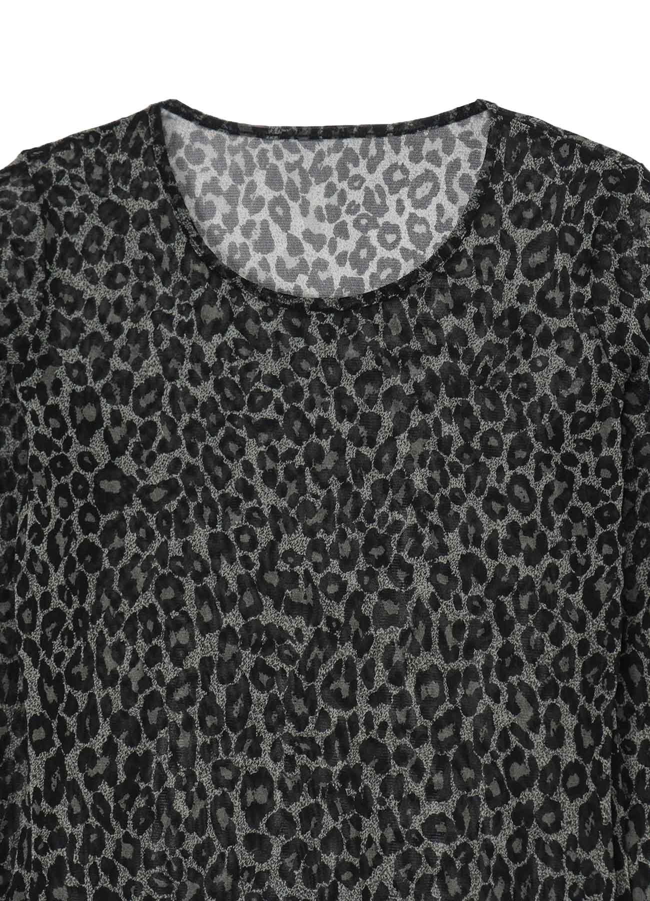 LEOPARD TULLE COMPACT LONG T-SHIRT