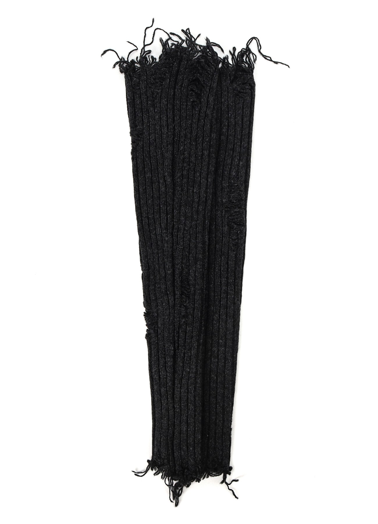 DAMAGED RIBBED KNIT 2WAY WARMER