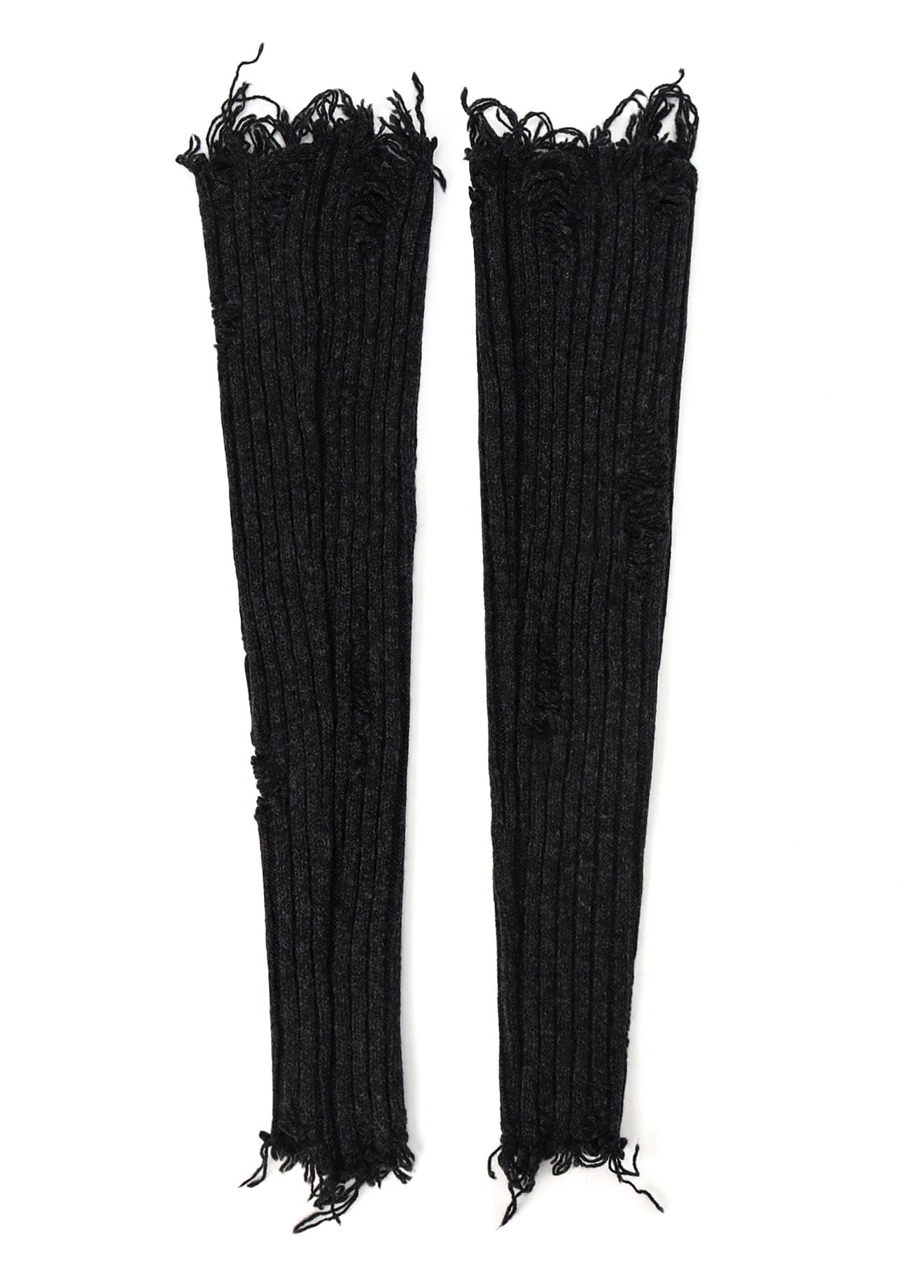 DAMAGED RIBBED KNIT 2WAY WARMER