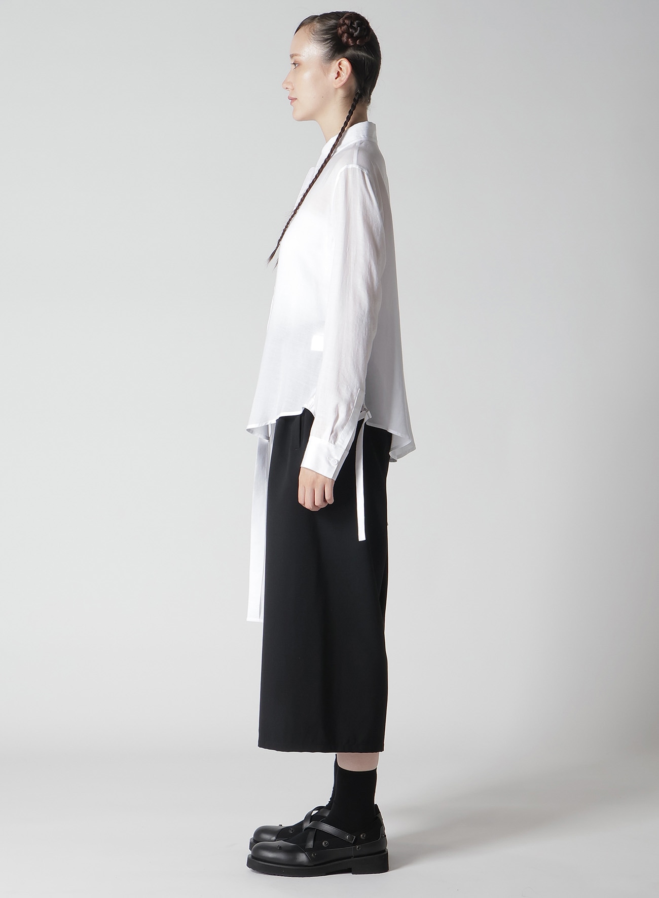 SOFT LAWN ASYMME SLIT SHIRT