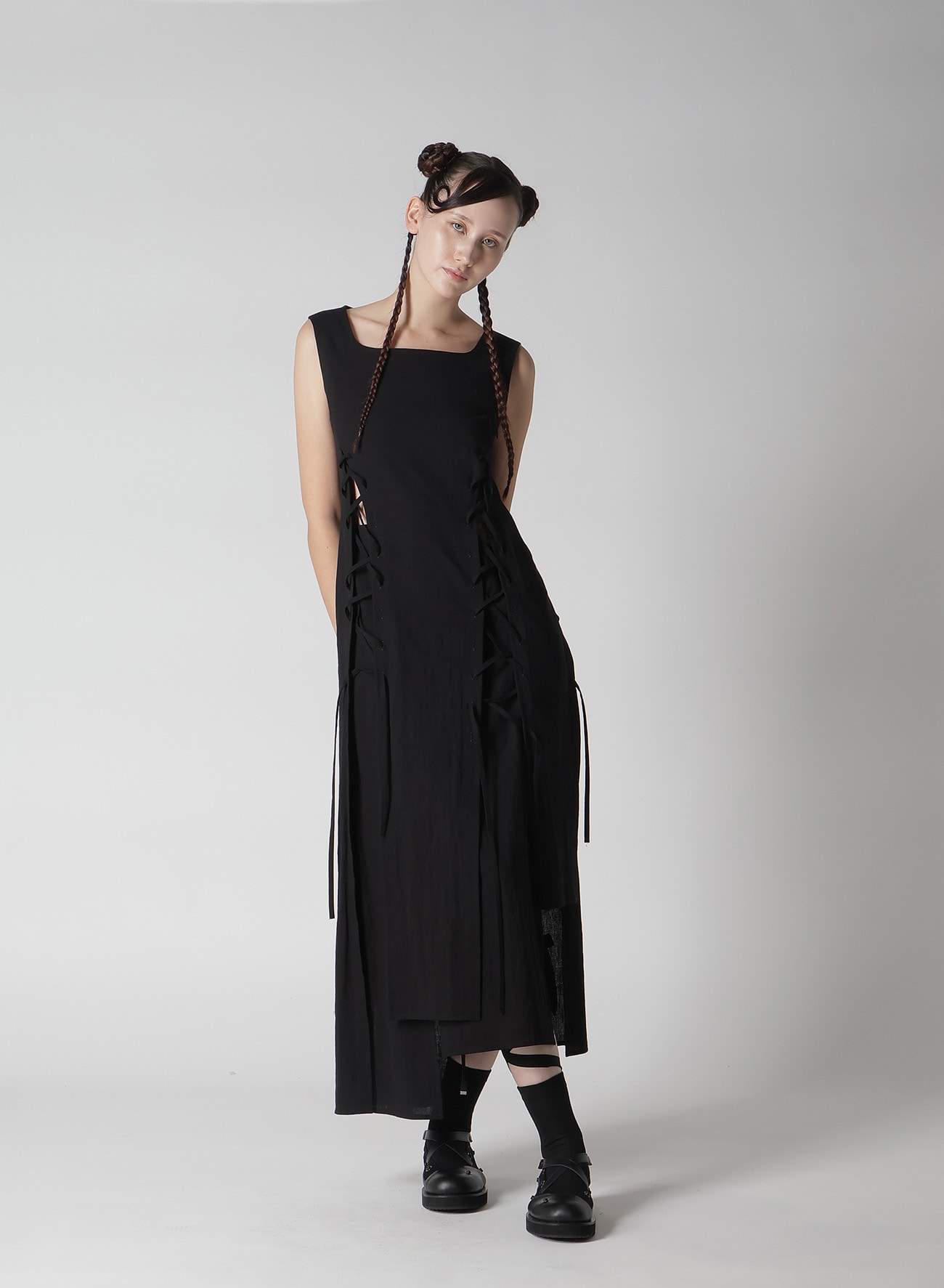 MUSLIN LACE-UP DRESS