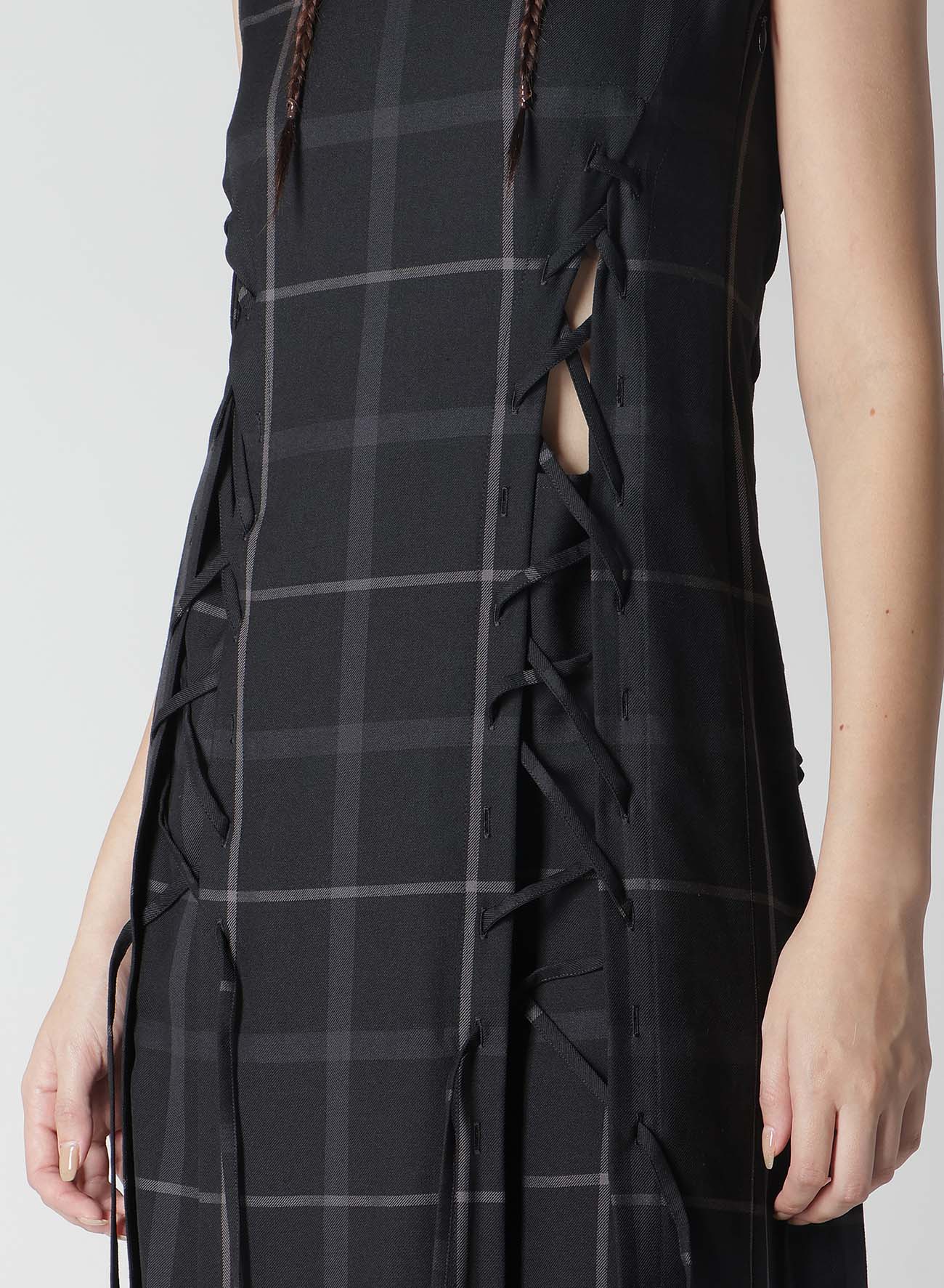 PLAID LACE-UP DRESS