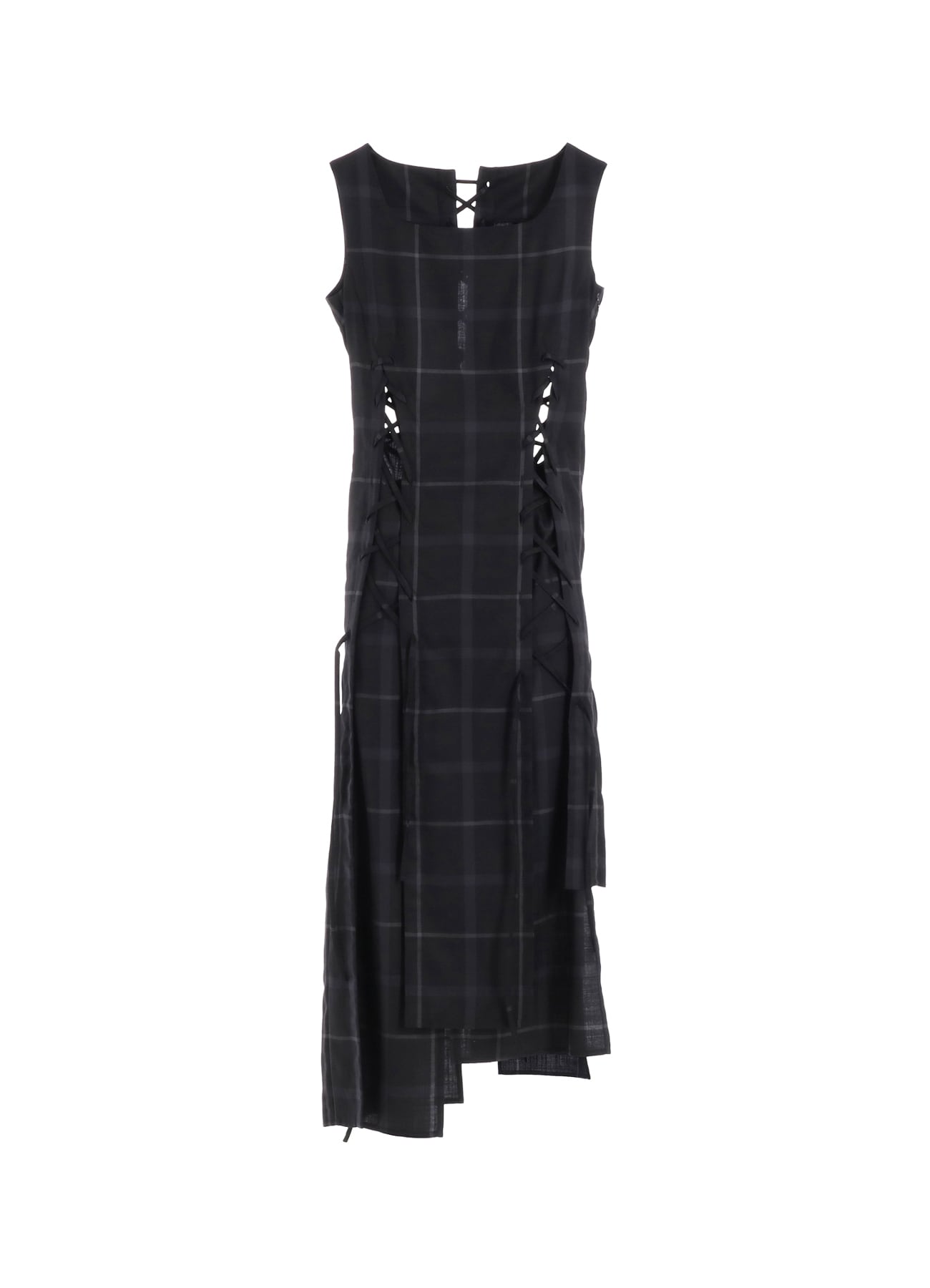 PLAID LACE-UP DRESS