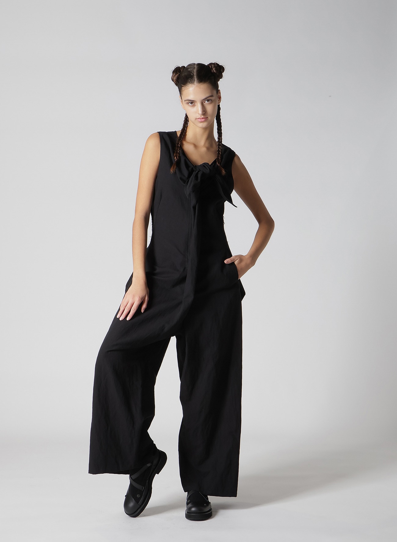 POPLIN FRONT RIBBON OVERALLS